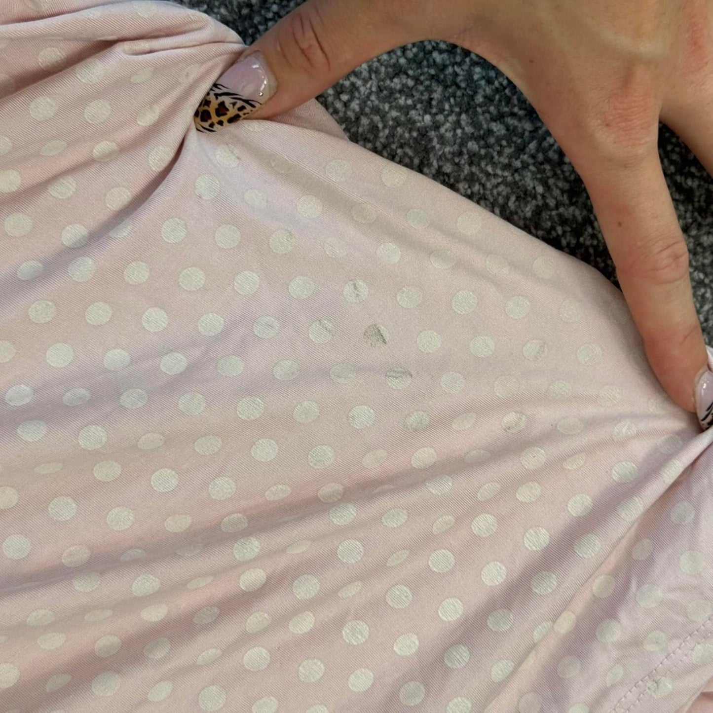 Y2K vintage off the shoulder bardot polka dot top ruched baby pink stretchy bow