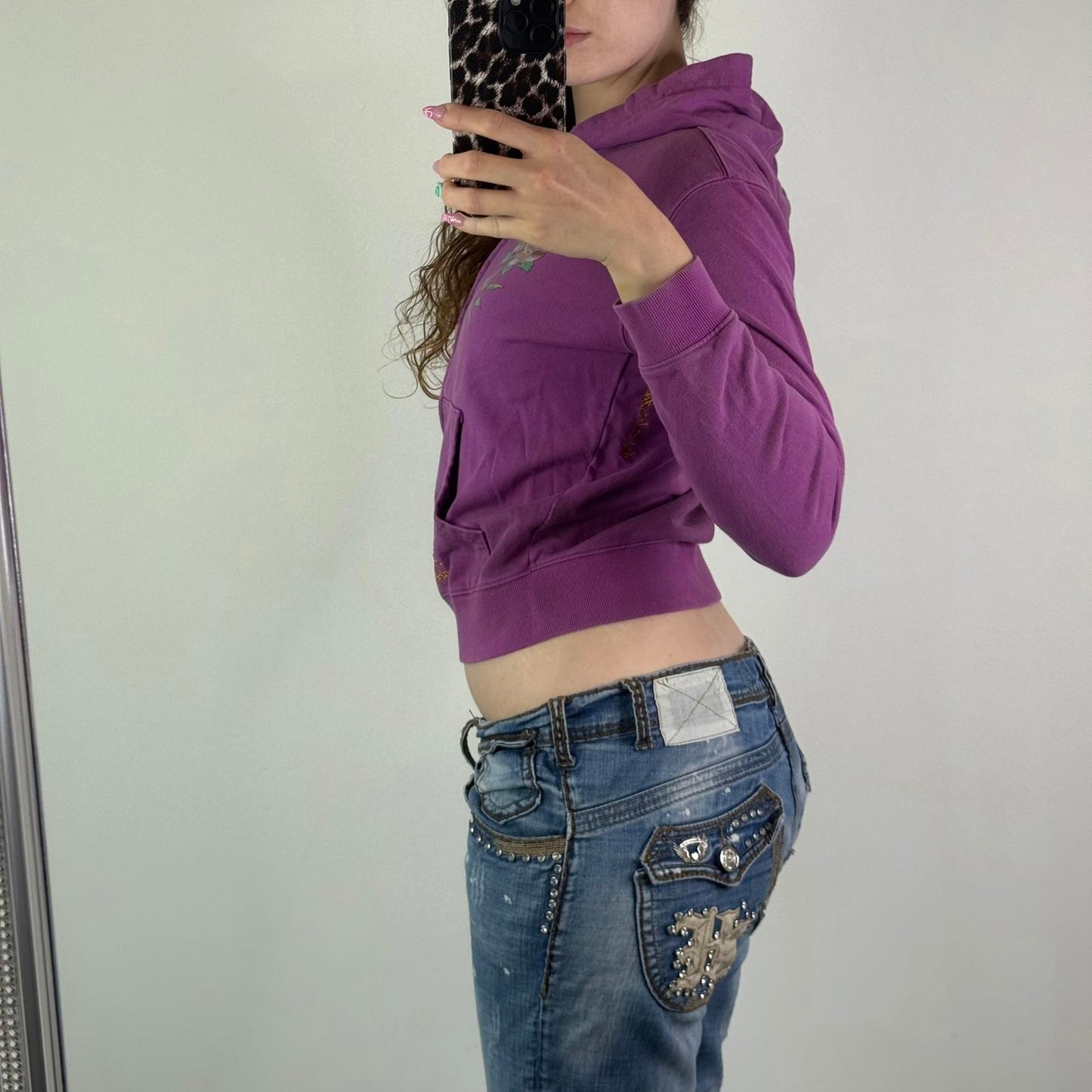 Y2K vintage Ed Hardy zip up hoodie slight cropped fit tattoo graphic print