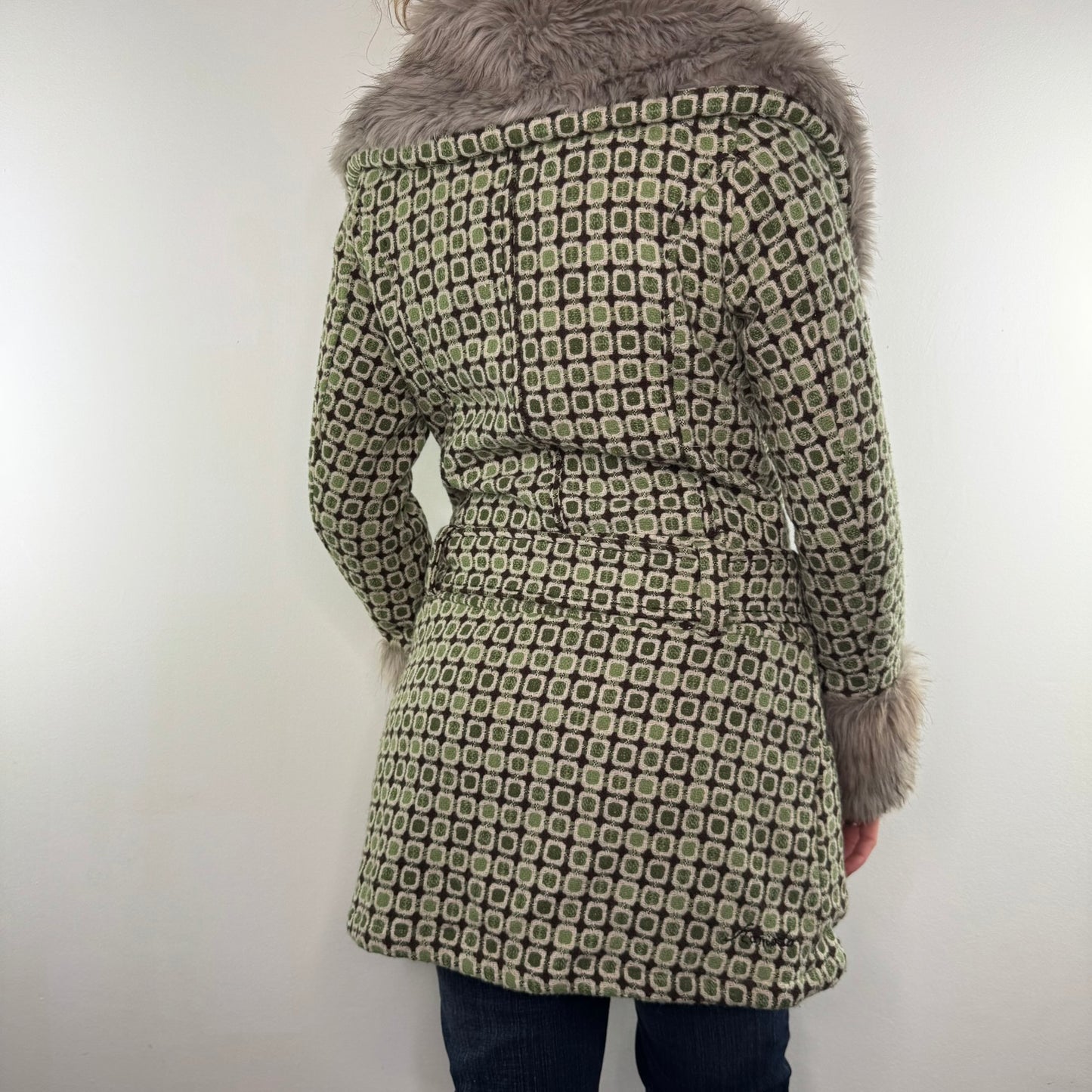 Y2K vintage 60s style wool trench jacket