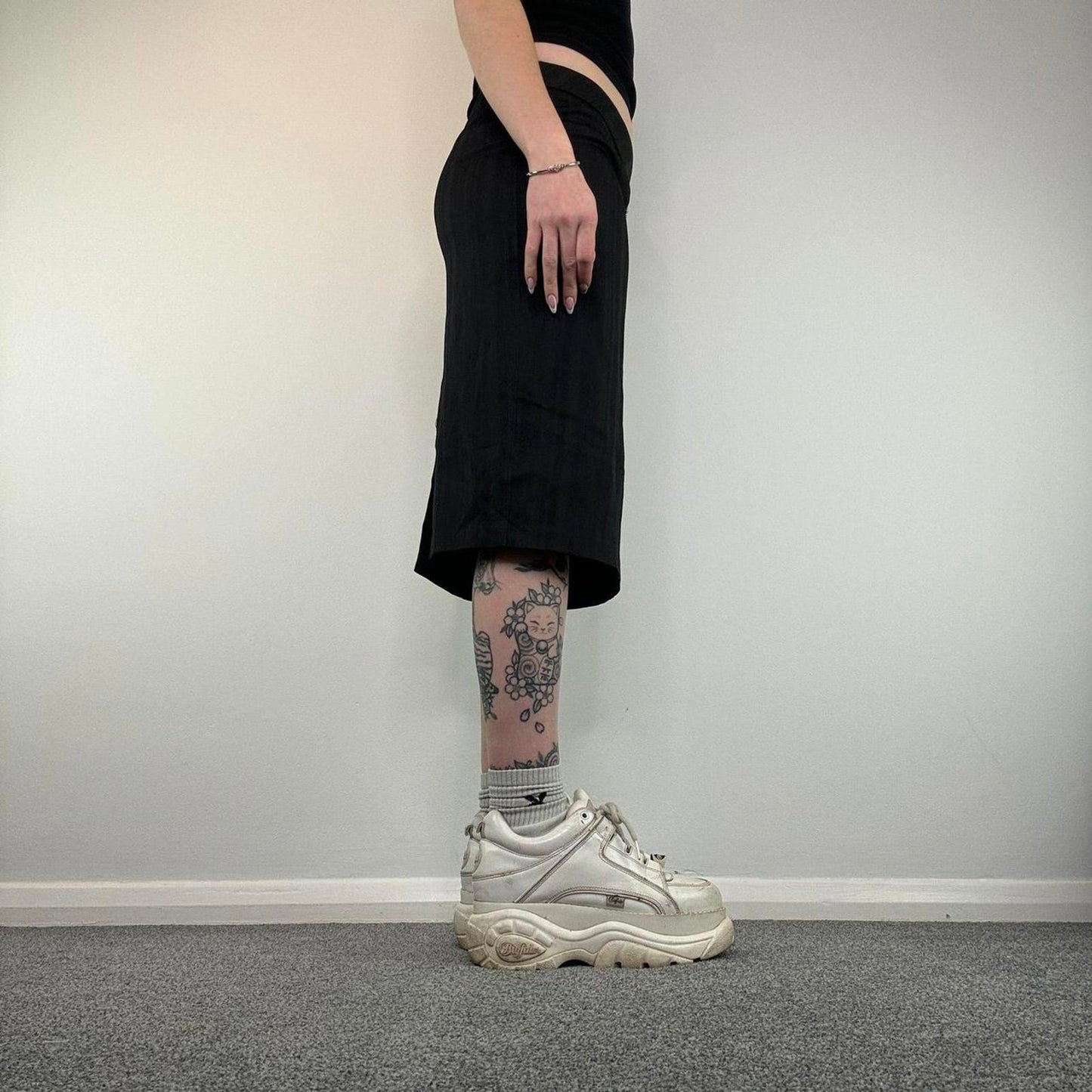 Y2K vintage Morgan De Toi midi skirt with chain detailing pinstripe office