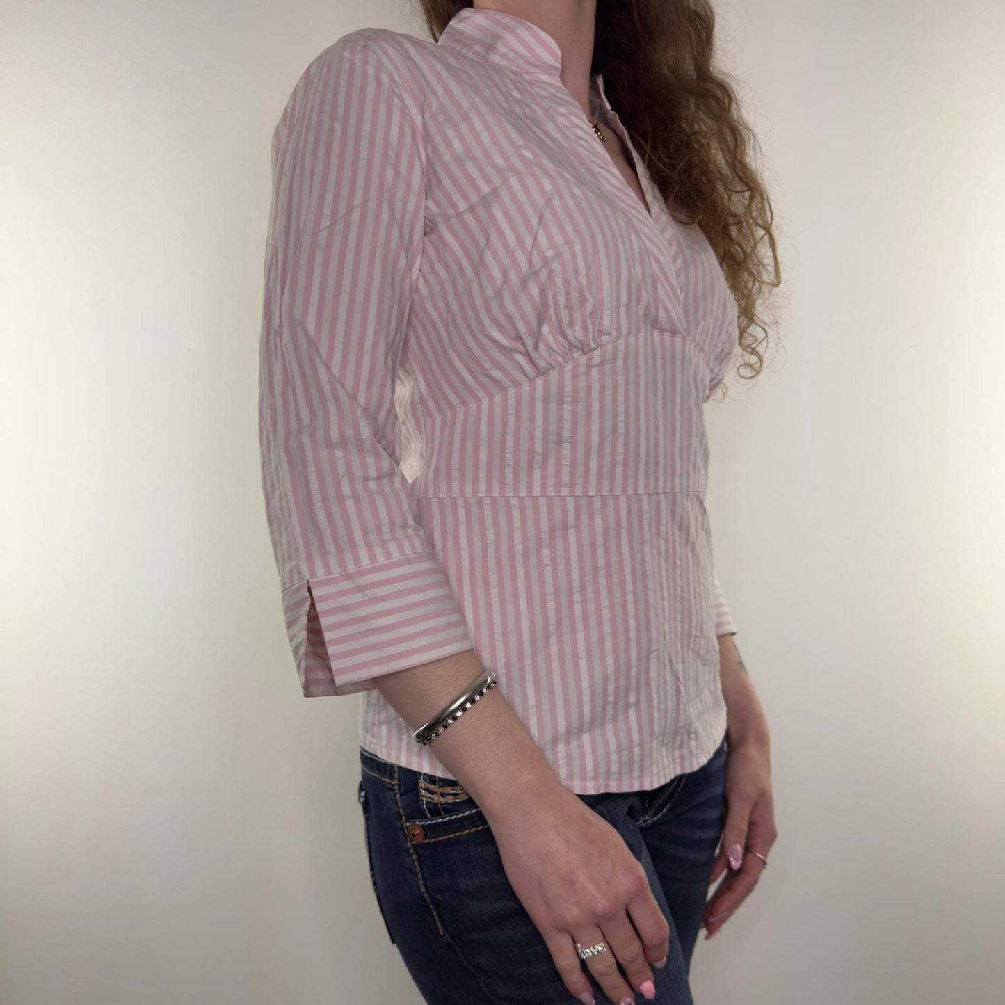 Y2K vintage stretchy fitted blouse 3/4 sleeve