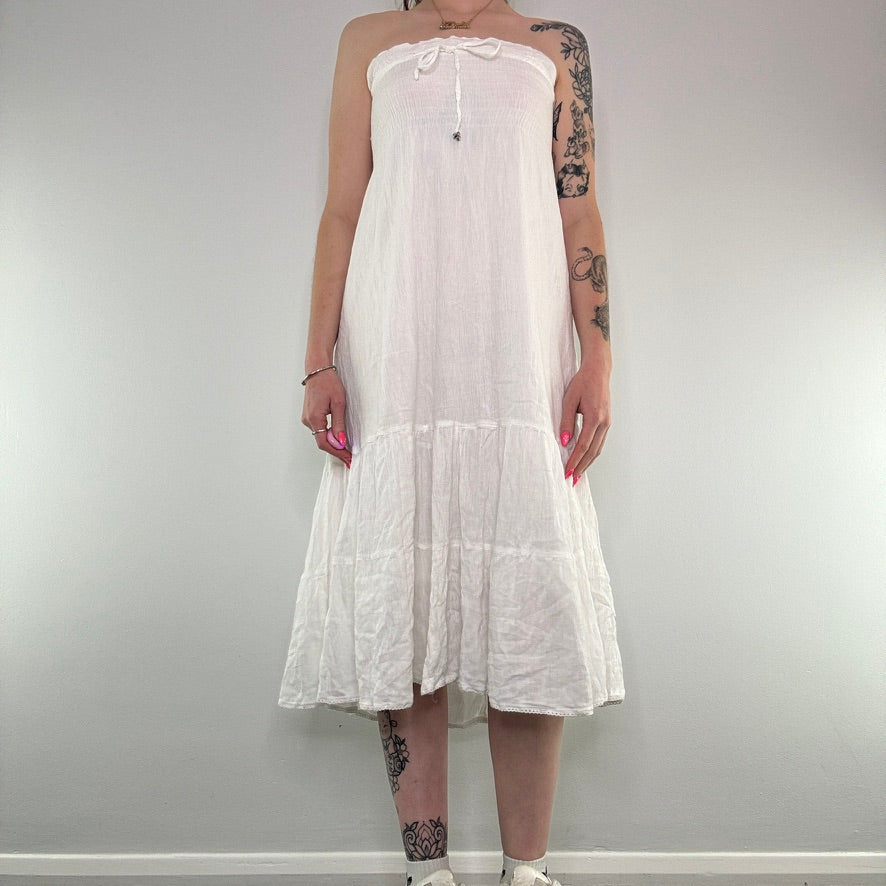 Y2K strapless bow boho maxi dress