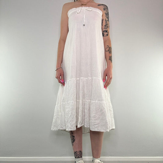 Y2K strapless bow boho maxi dress