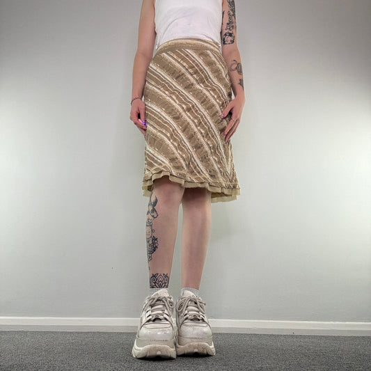 Y2K vintage stripe pattern midi skirt