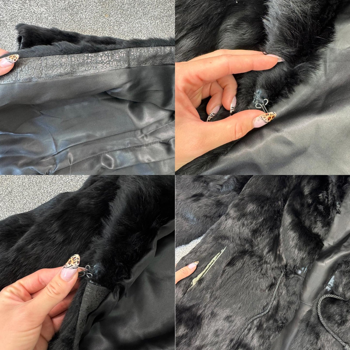 Vintage genuine fur short coat hook and eye bow v neck collared side pockets