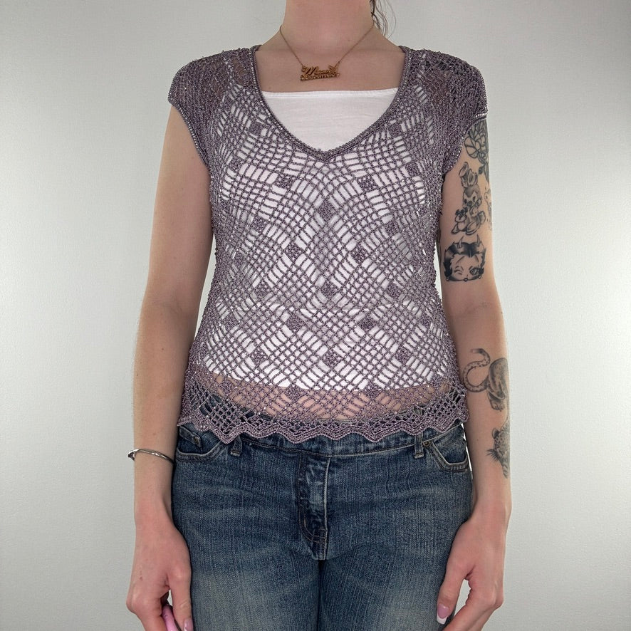 Y2K beaded crochet top