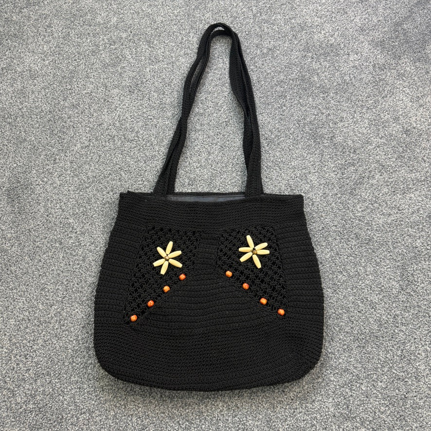 Y2K vintage crochet beaded shoulder bag