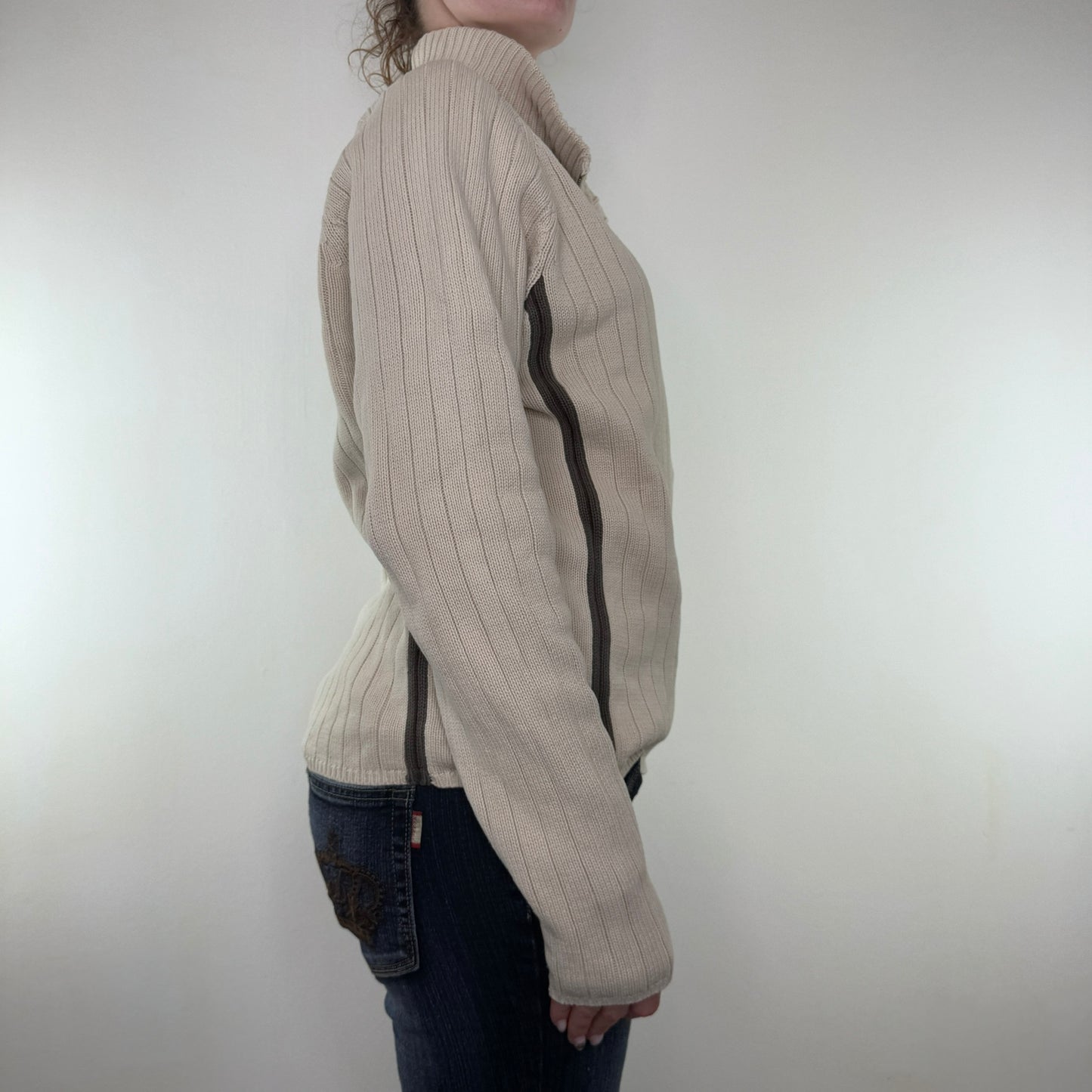 Y2K vintage asymmetrical zip knit jumper