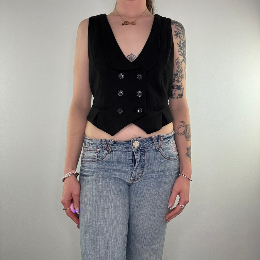 Y2K button waistcoat office top