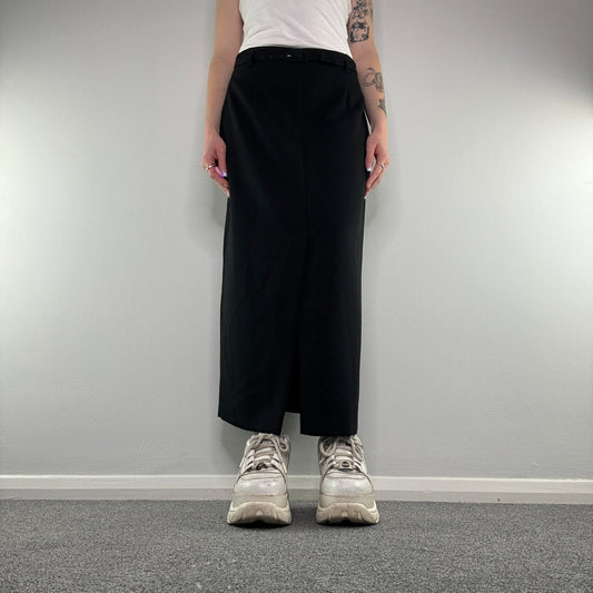 Y2K office tailored maxi skirt with belt