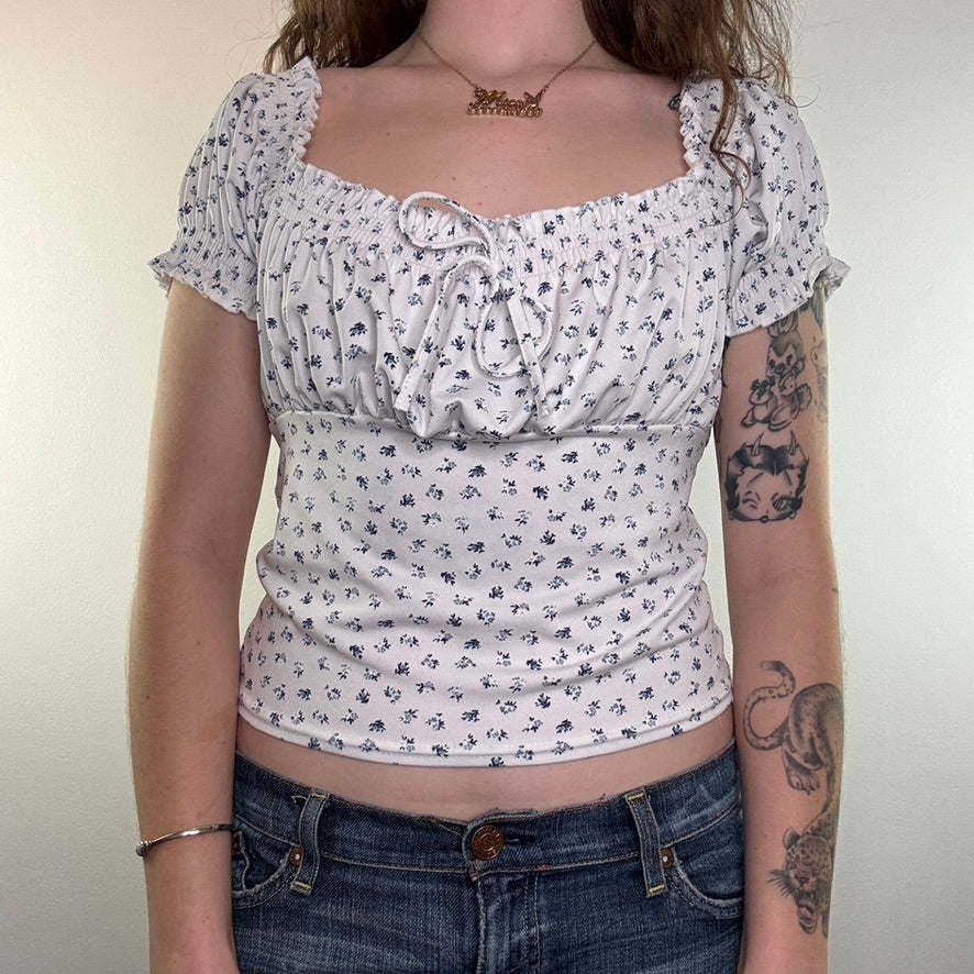 Y2K ditsy floral milkmaid top