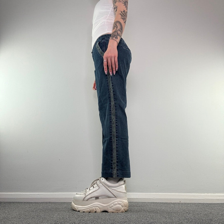 Y2K low rise stripe straight leg jeans