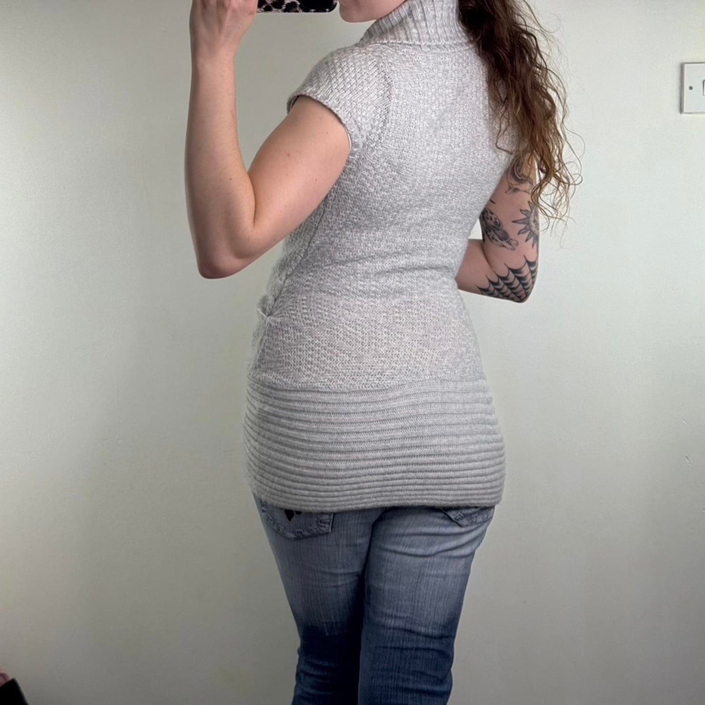 Y2K vintage Jane Norman short sleeve knitted jumper side buckle deep v neck