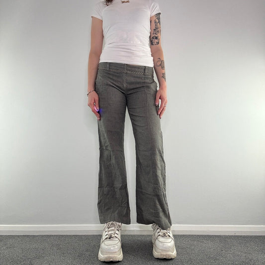 Y2K vintage low rise contrast stitch tailored office bootcut trousers