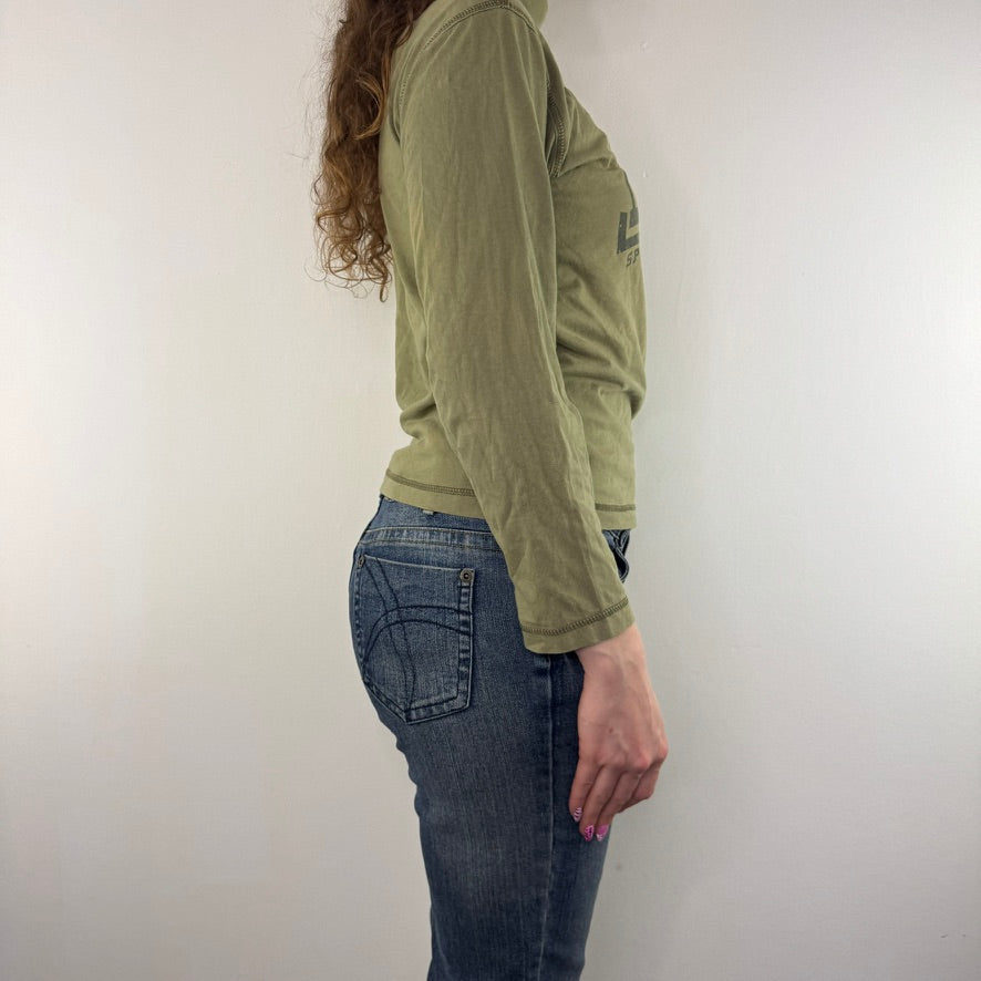 Y2K vintage boxing turtleneck 3/4 sleeve top