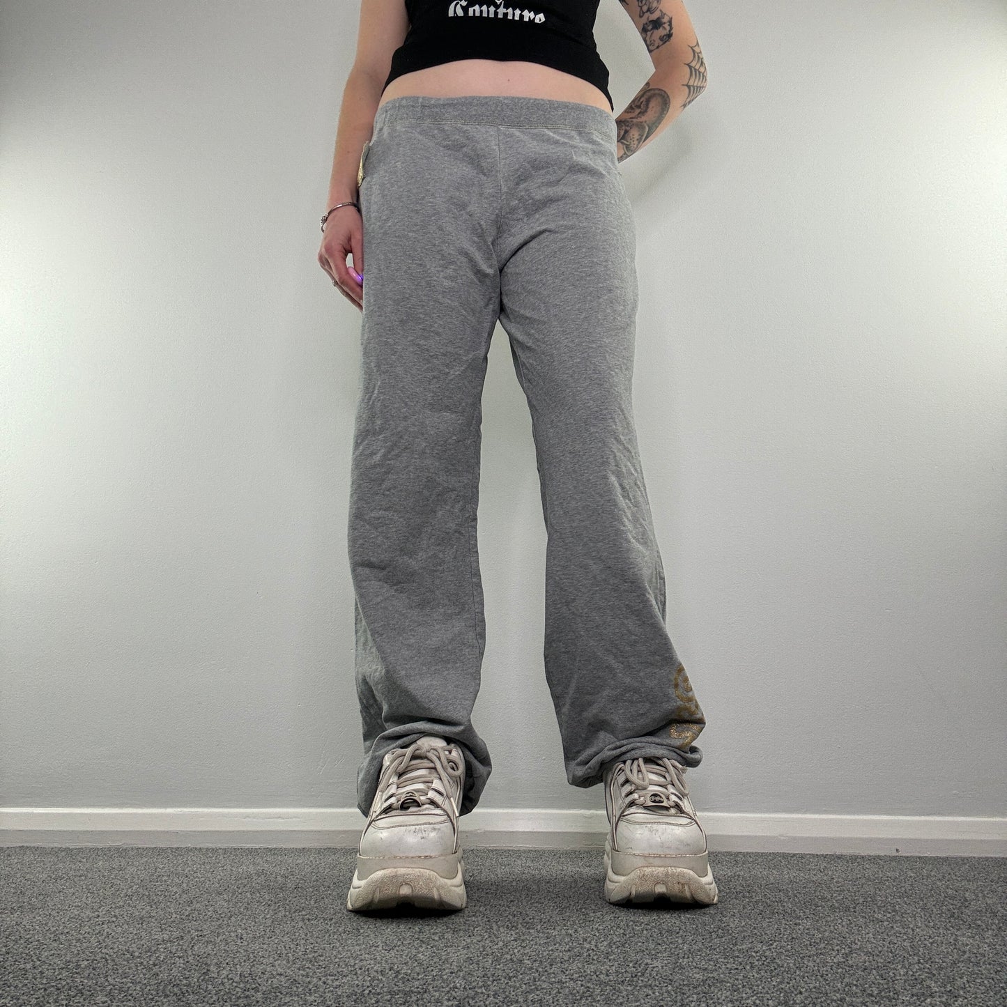 Y2K rhinestone flare tracksuit bottoms