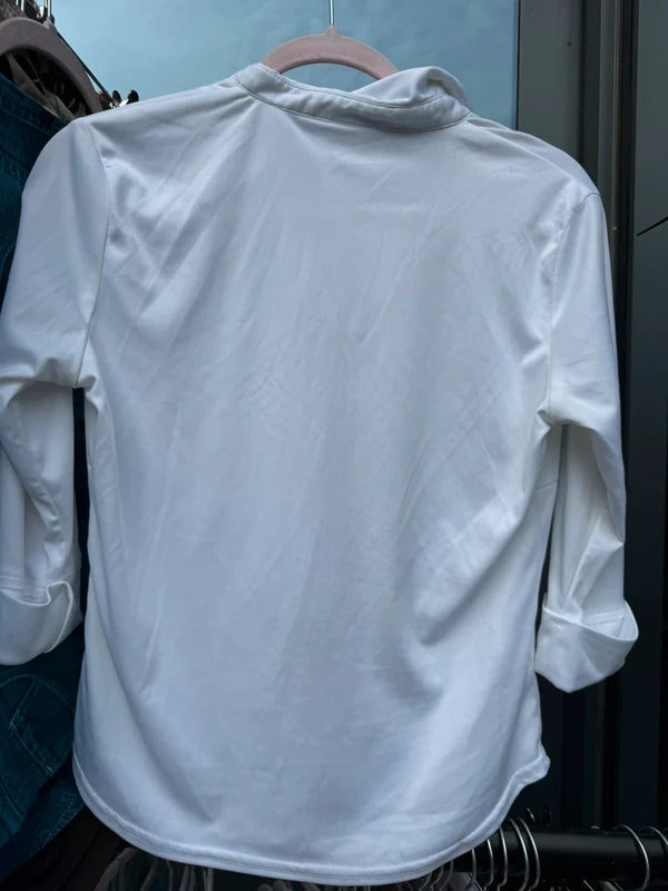 Y2K vintage button up slinky top 3/4 sleeve