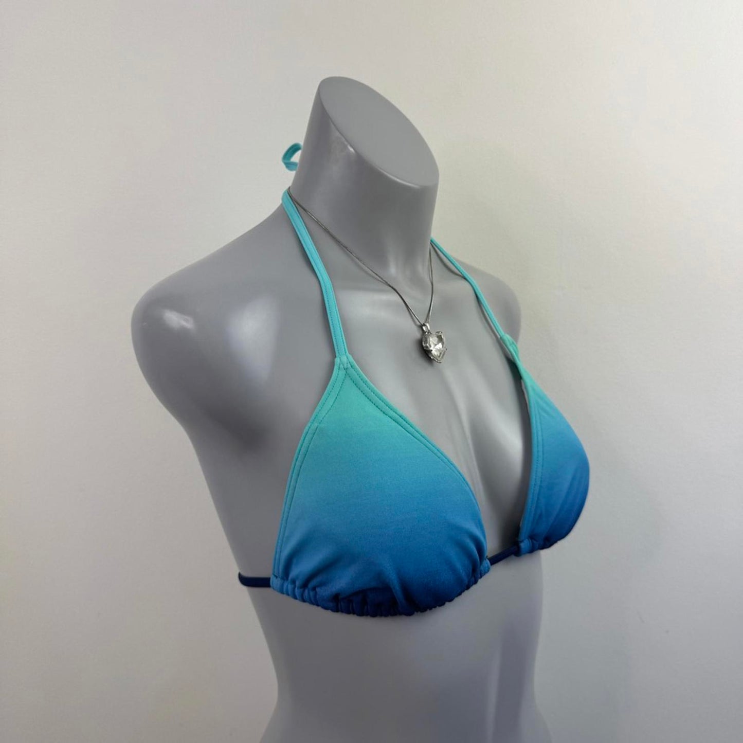 Y2K vintage ombre halter neck bikini top blue padded bust