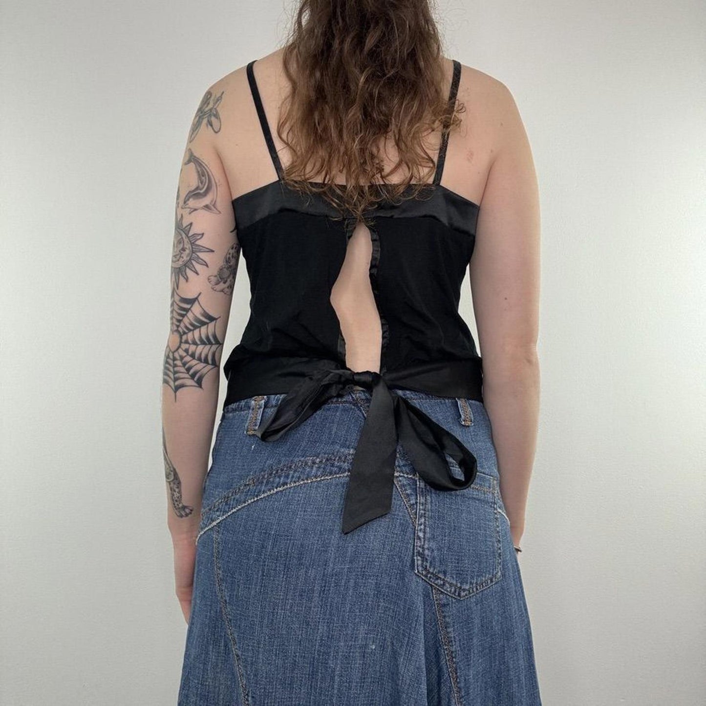 Y2K vintage sequin open back cami top