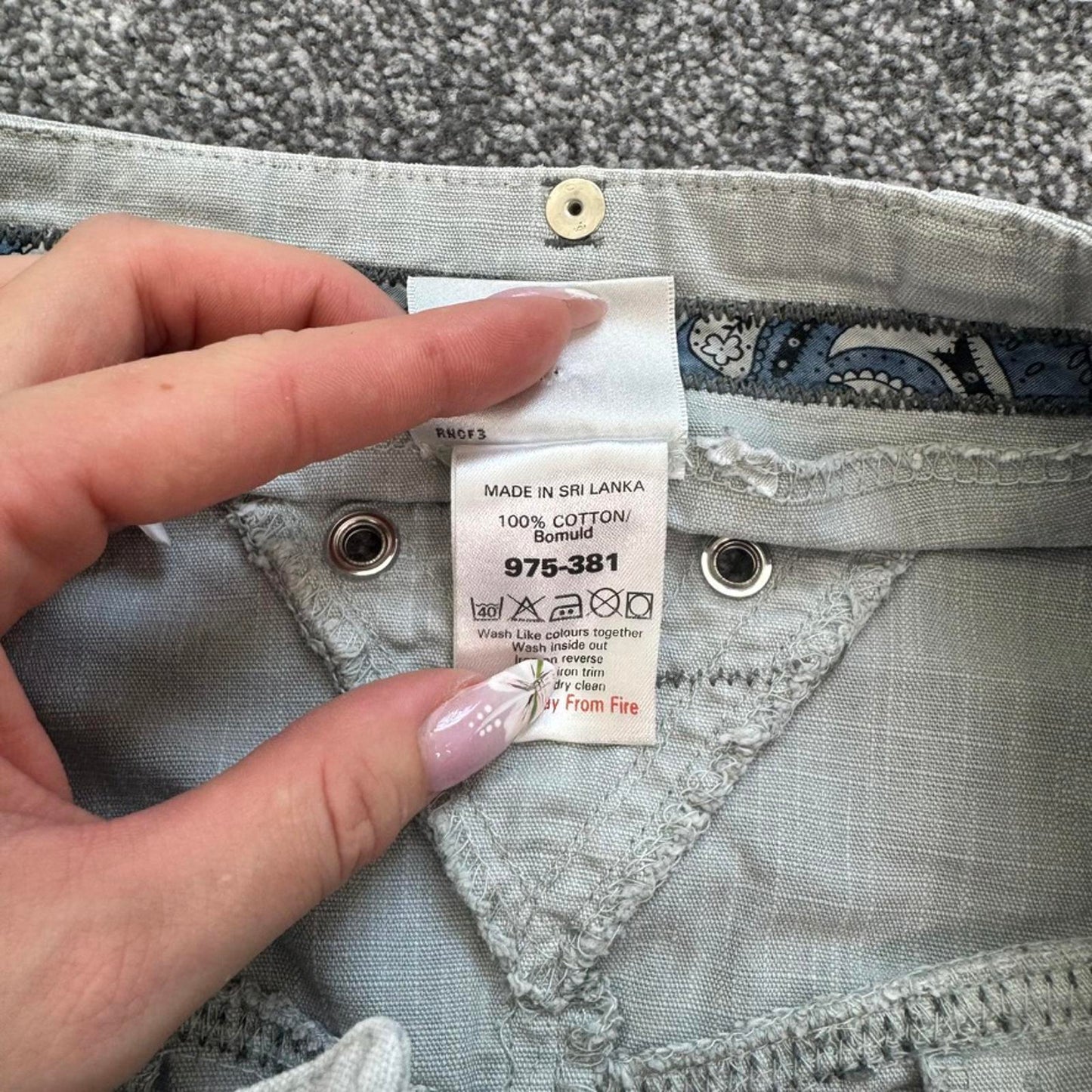 Y2K vintage denim cargo midi skirt grey contrast stitch