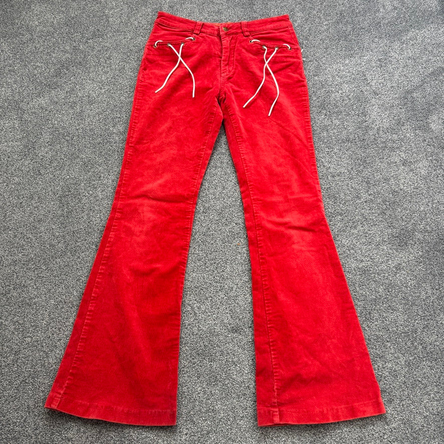 Y2K mid rise bootcut corduroy lace up jeans