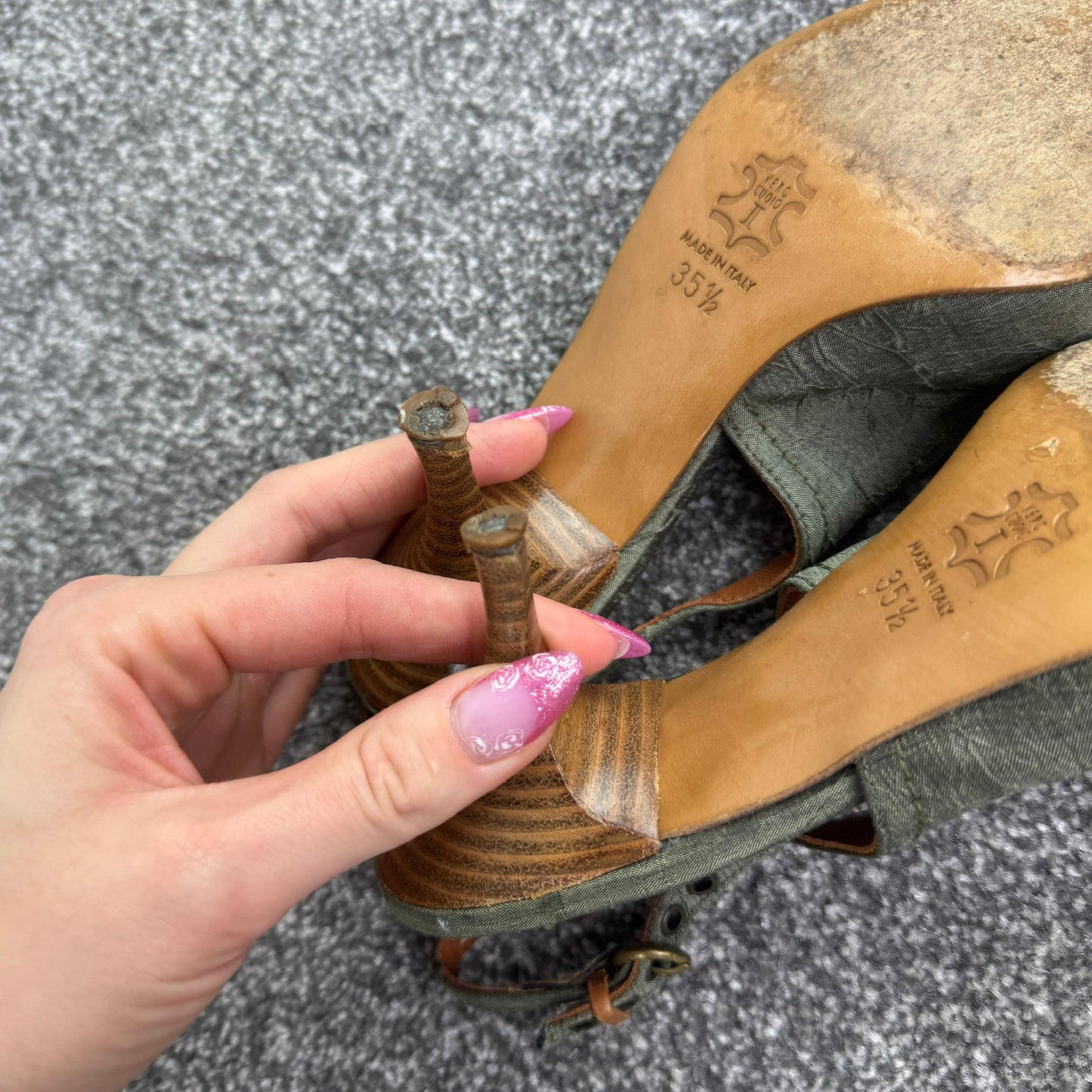 Y2K vintage denim kitten heels pointed leather fringe buckle snaffle bit archive