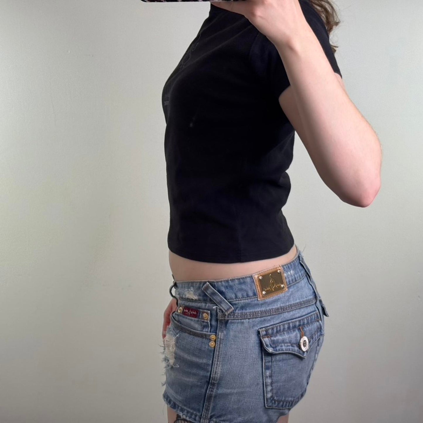 Y2K vintage footie chick baby tee top graphic print black short sleeve football