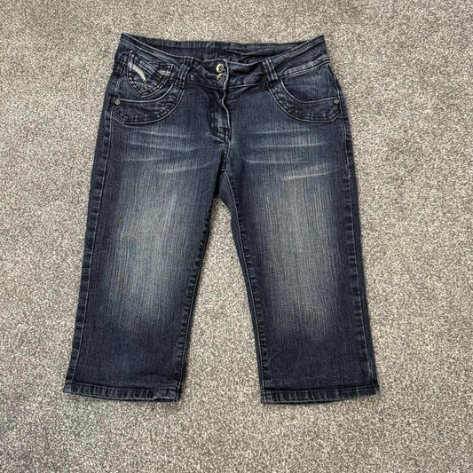 Y2K vintage Bay low rise stretchy cropped capri jeans faded black pockets