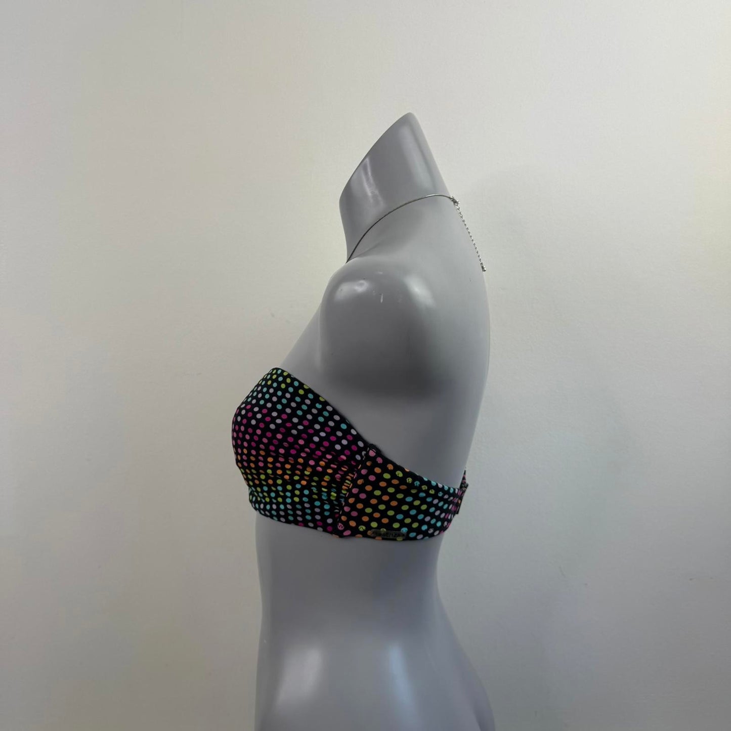 Y2K vintage strapless polka dot bikini top underwire light padding 32DD