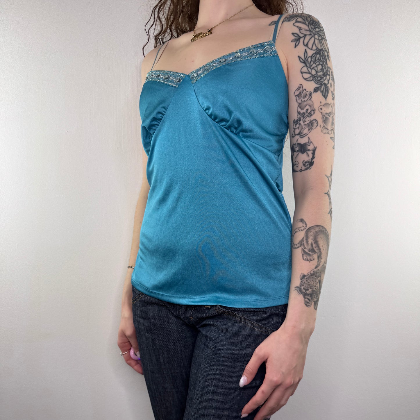 Y2K vintage slinky sequin cami top