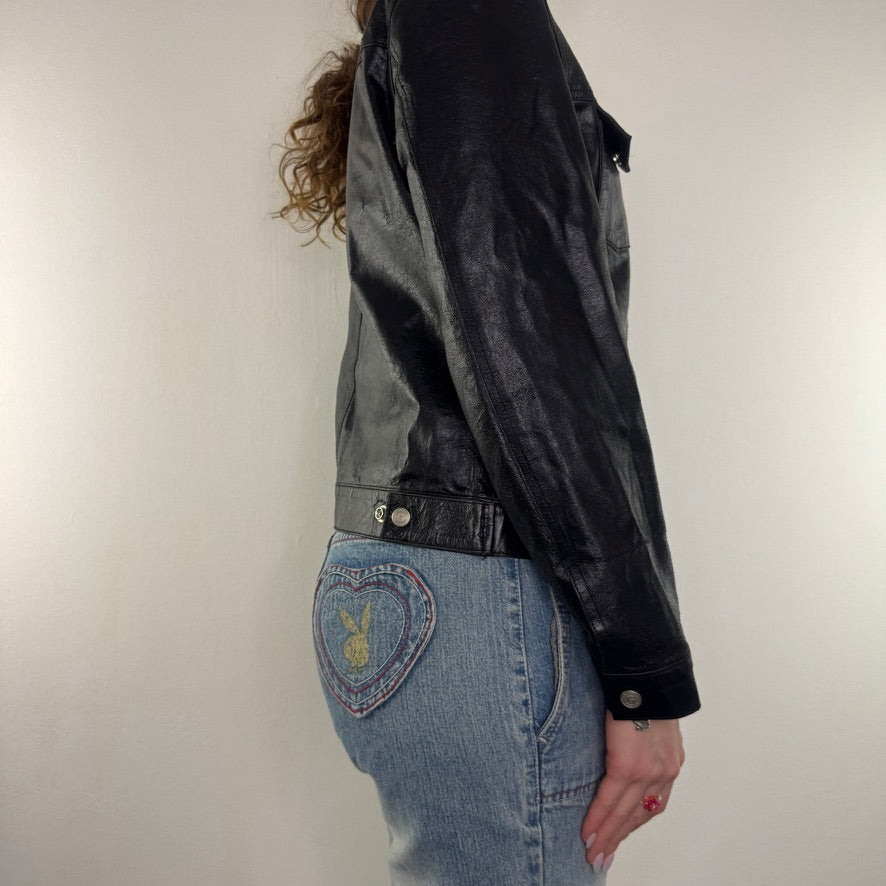 90s Y2K vintage Guess leather button up denim jacket