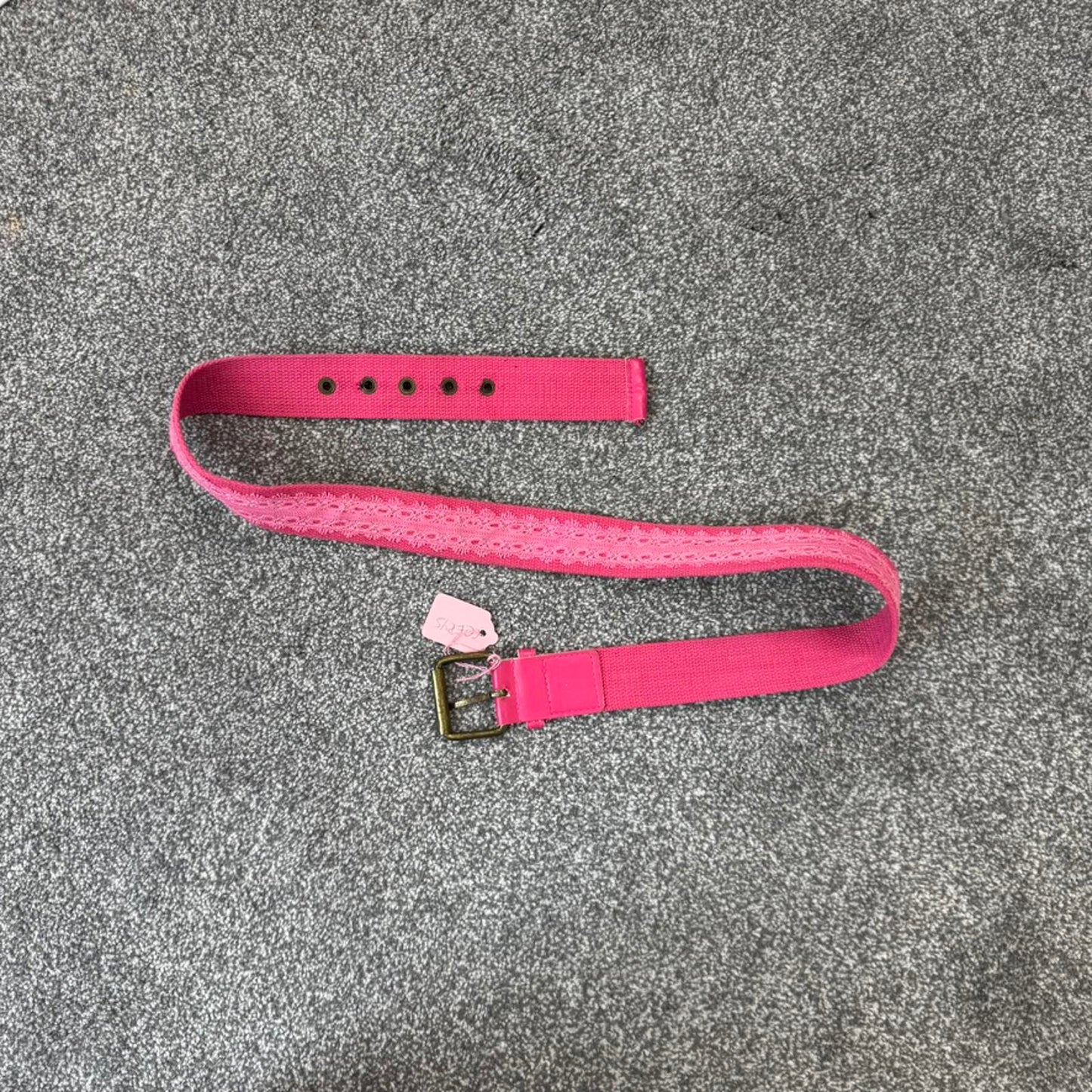 Y2K vintage canvas lace grommet hot pink belt
