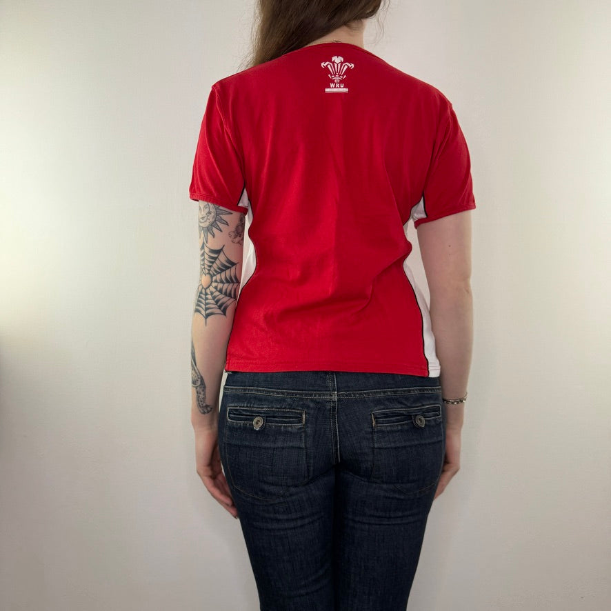 Y2K vintage Wales rugby slogan top