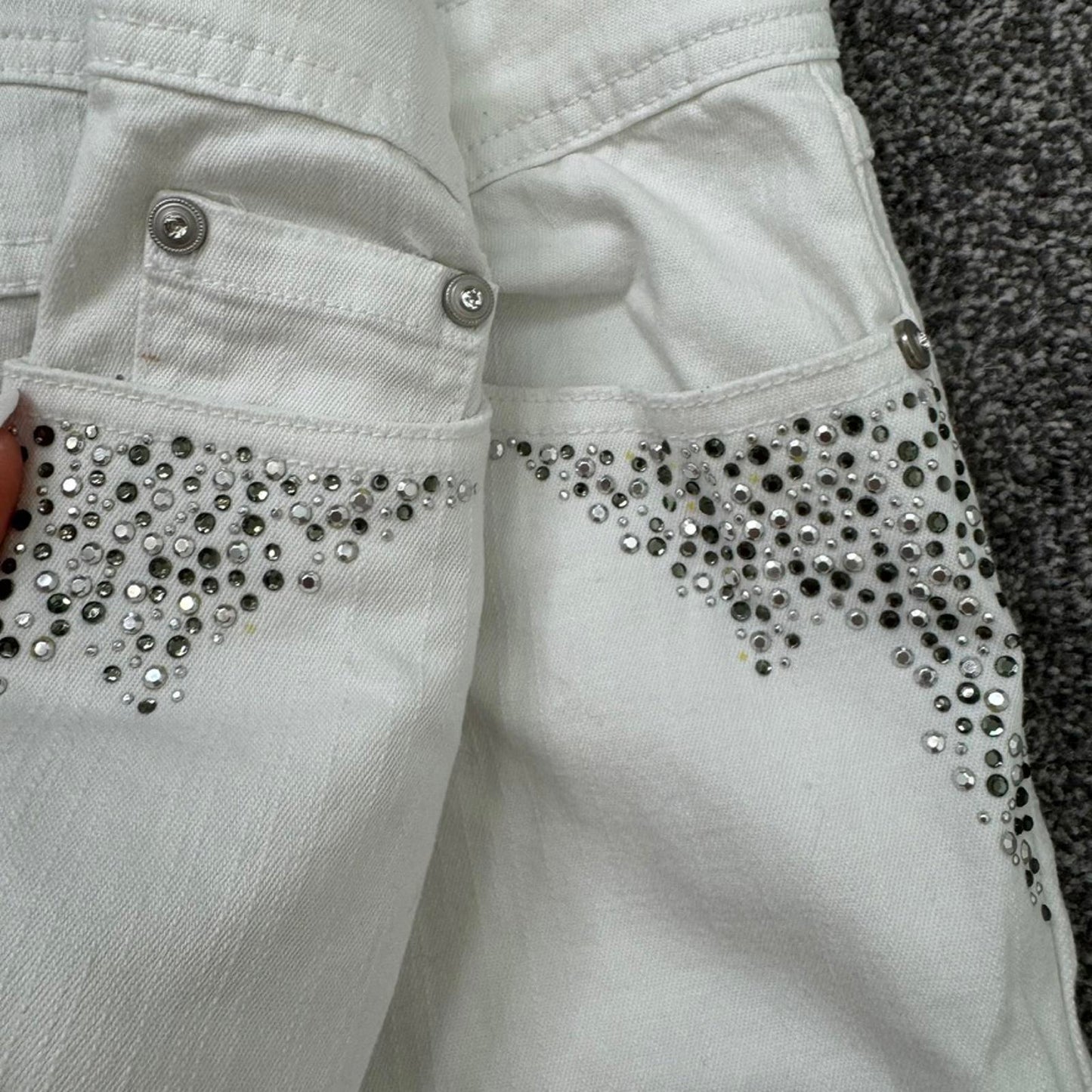 Y2K vintage mid rise stretchy denim bootcut jeans white