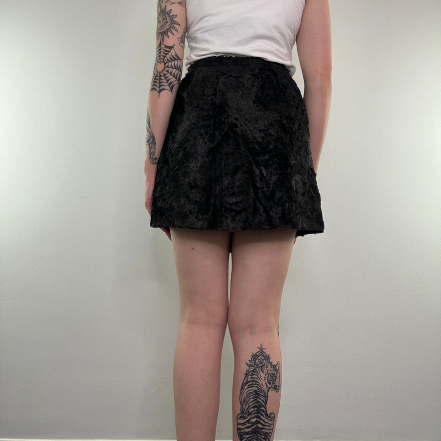 Vintage 90s Kenzo jungle faux fur circle mini skirt