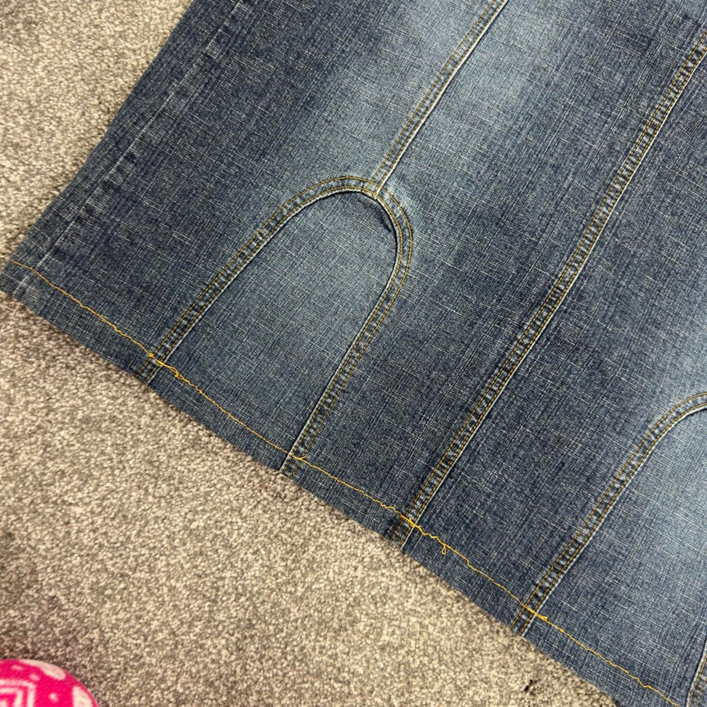 Y2K vintage stretchy denim midi skirt