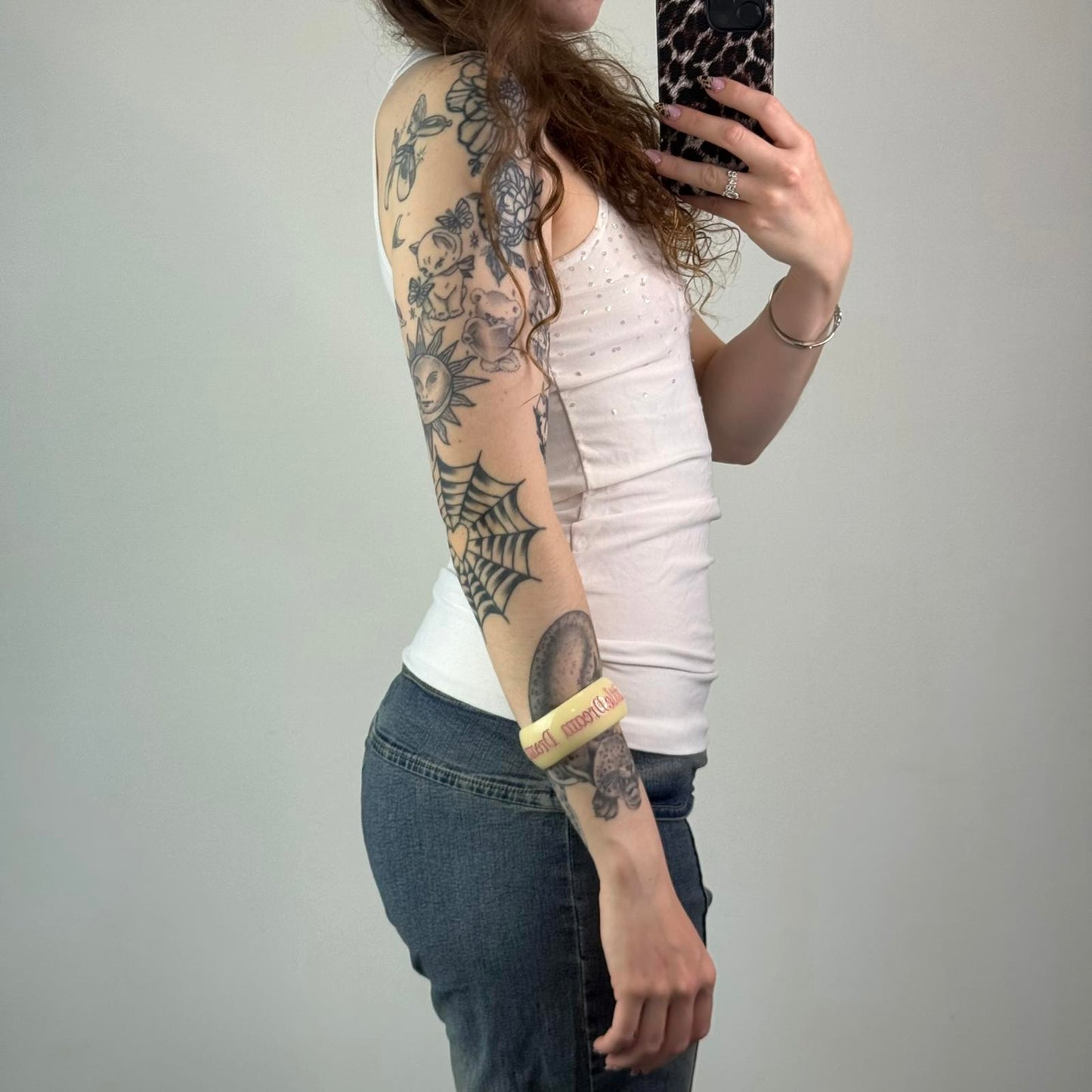 Y2K vintage sequin embellished high neck tank top bow stretchy white