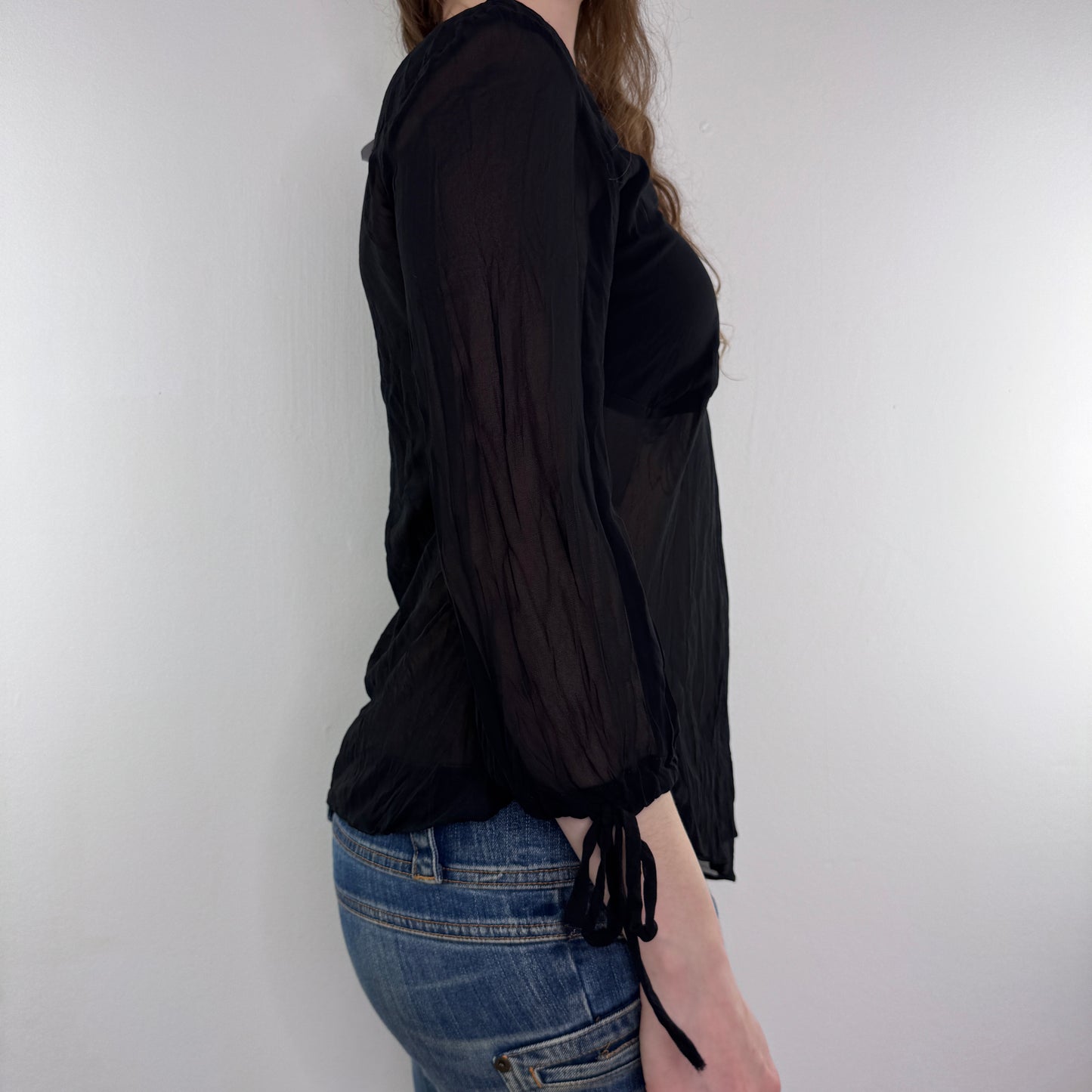 Y2K vintage sheer floaty 3/4 sleeve top