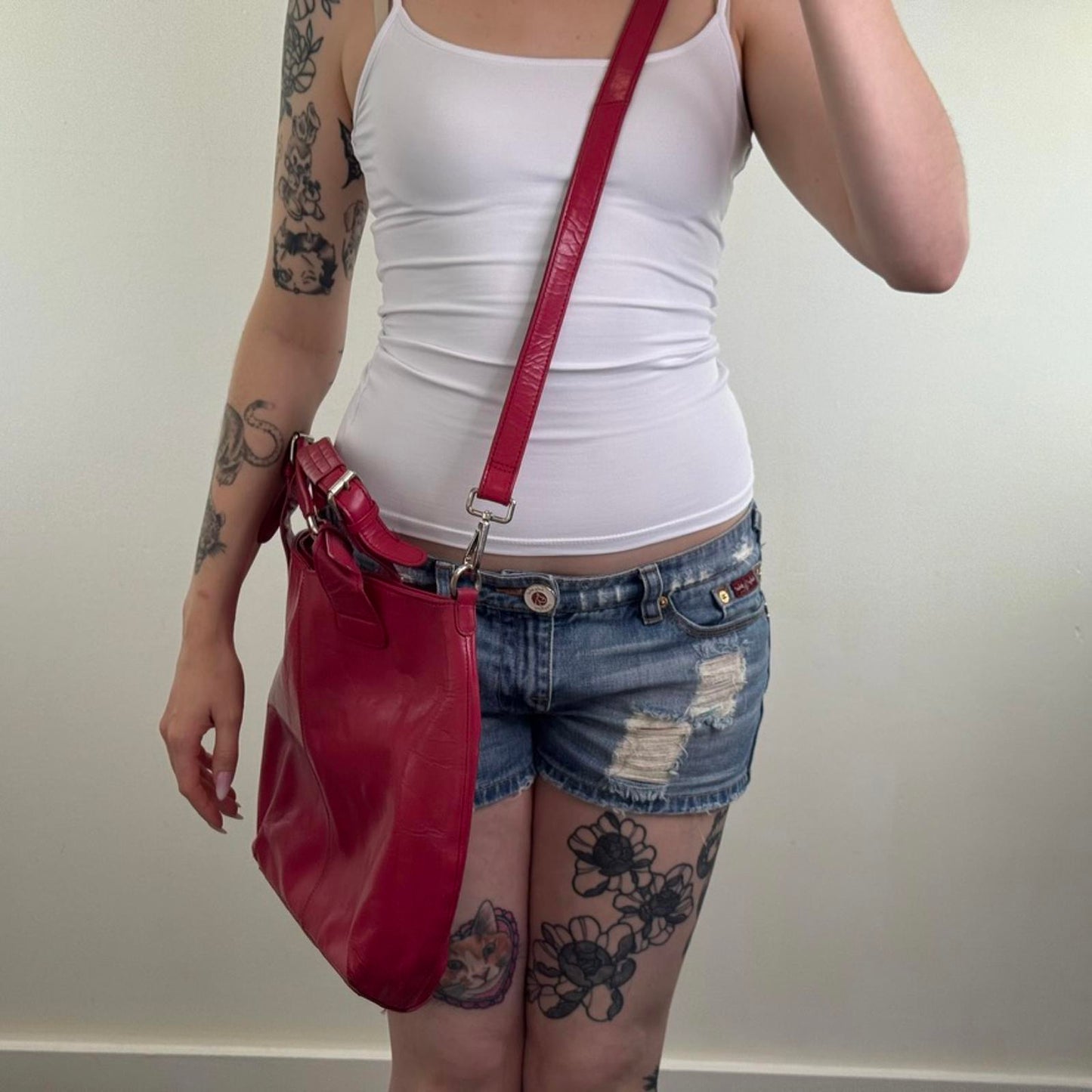 Y2K vintage faux leather pink  large handbag tote crossbody strap