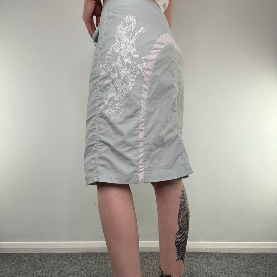 Y2K summer eagle lace up midi skirt