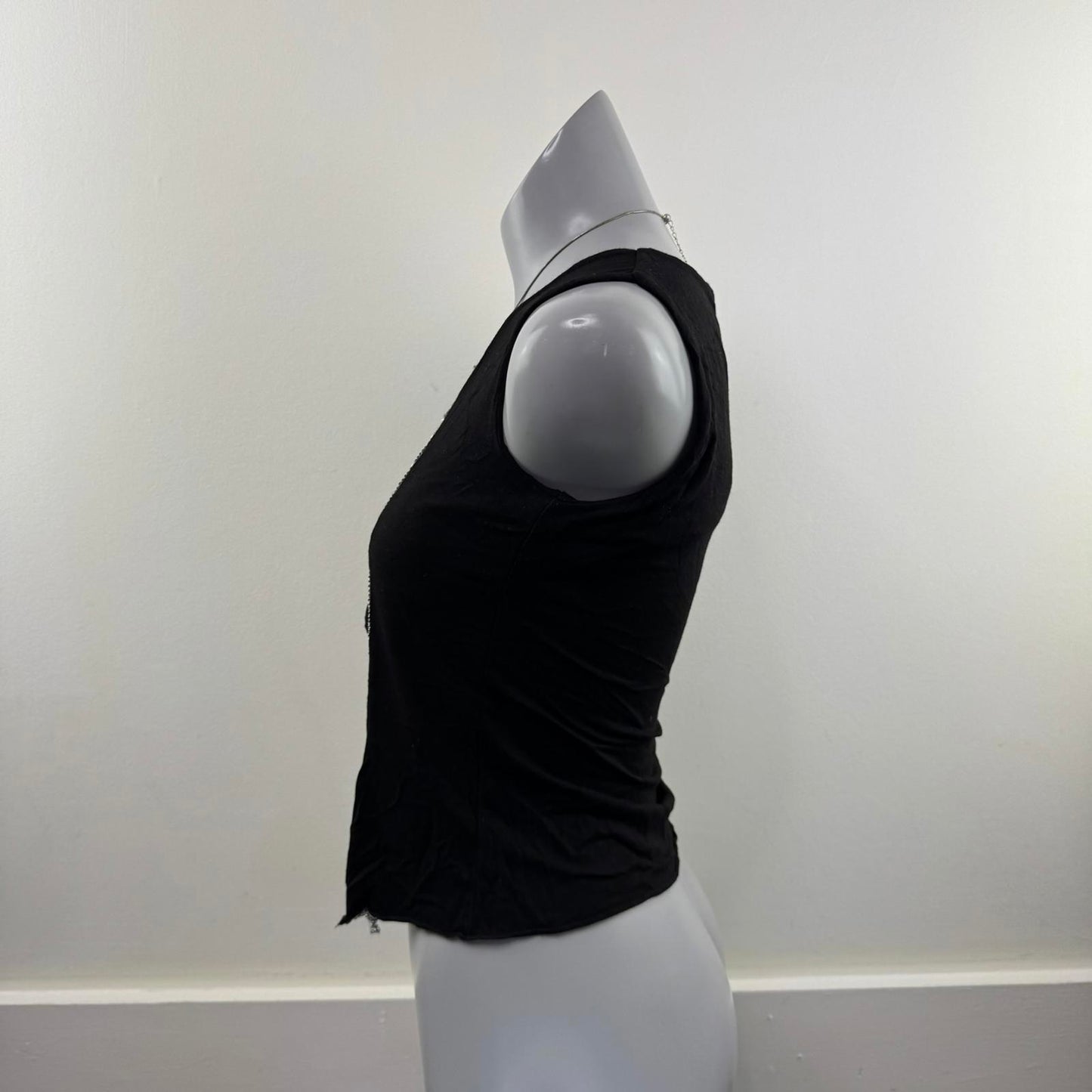 Y2K vintage Morgan De Toi tank top asymmetrical neckline ruched silver