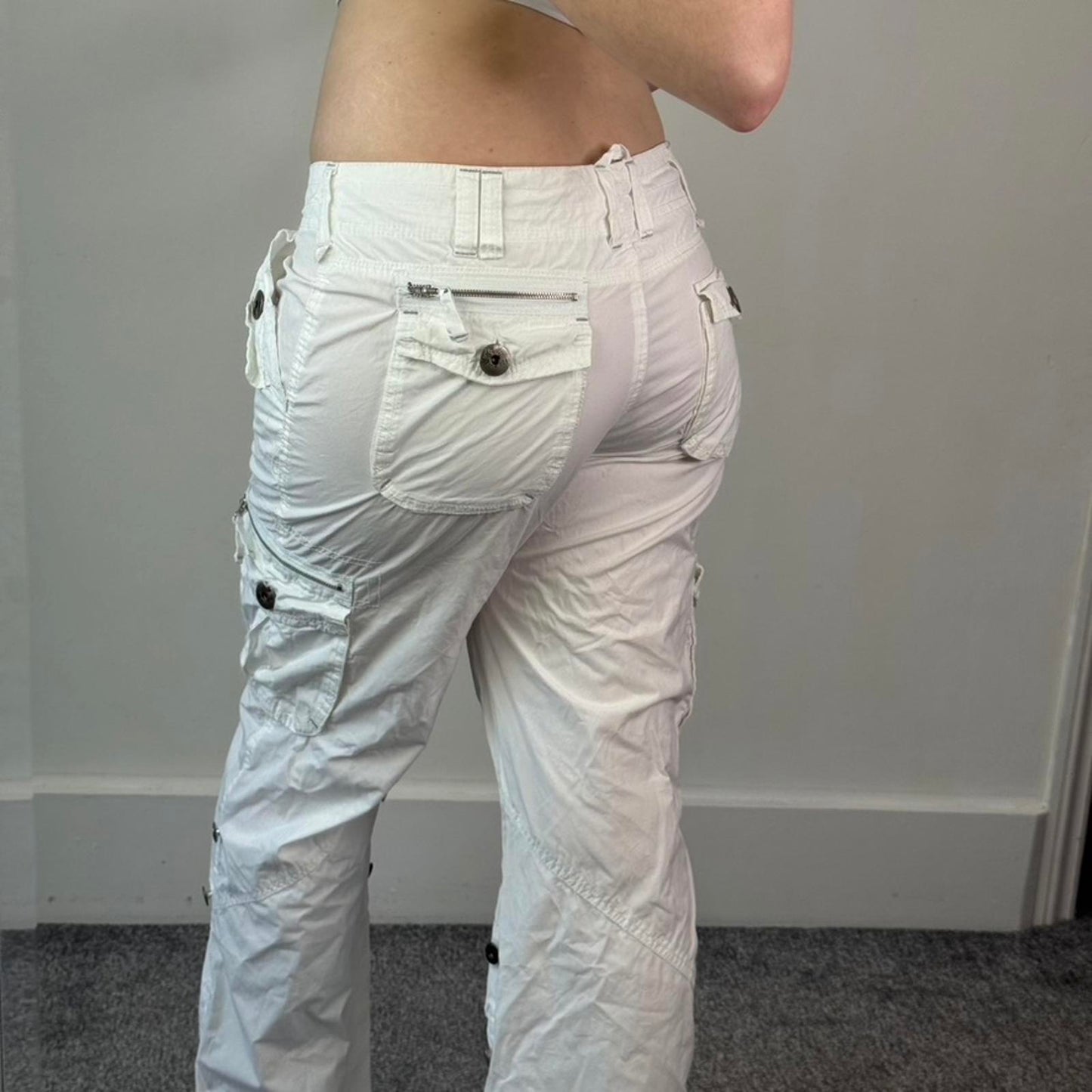 Y2K vintage low rise baggy cargo trousers combat trousers lightweight summer