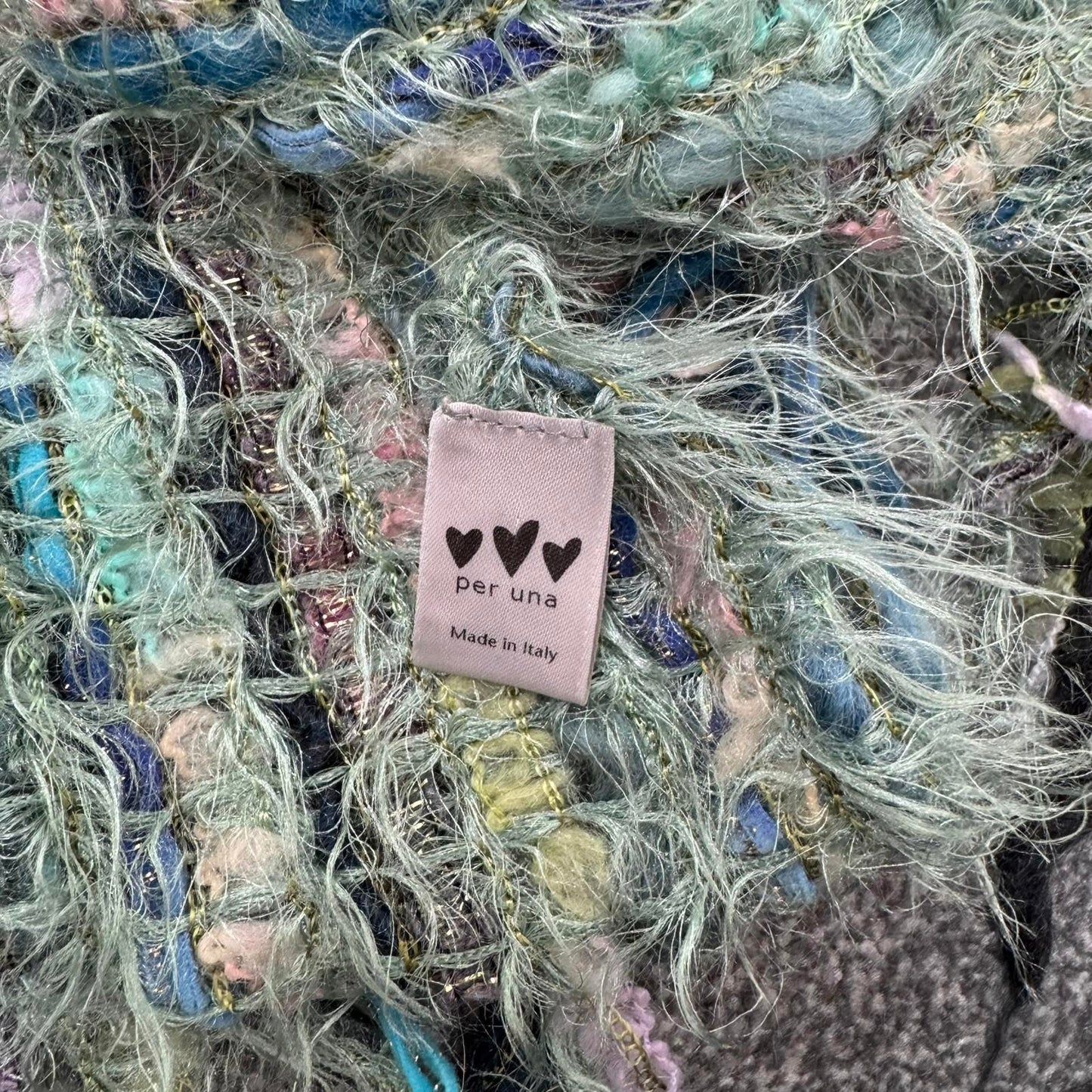 Y2K vintage Per Una scarf wool blend multi soft fluffy dark blue tones