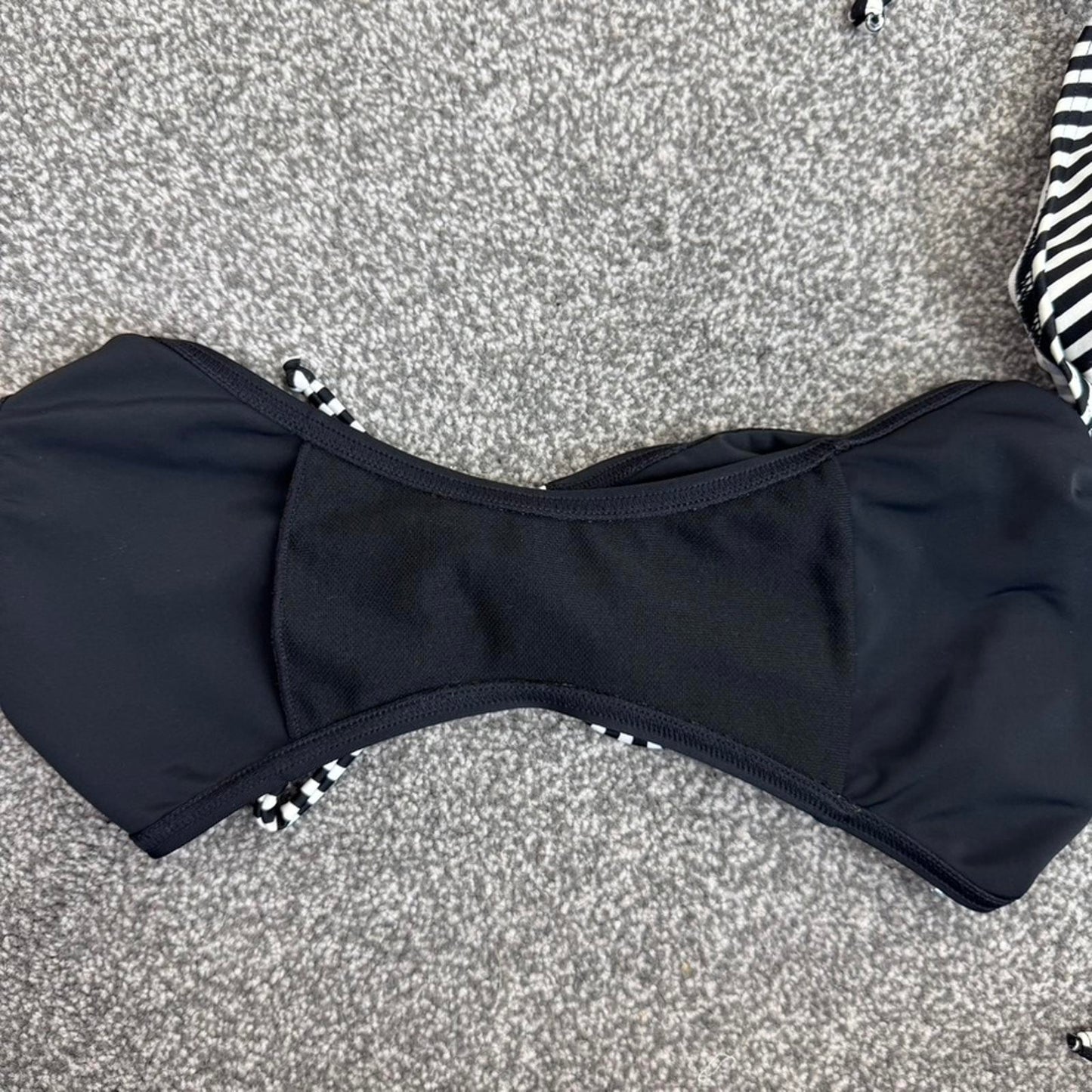 Y2K vintage halter neck stripe matching bikini set monochrome black/ white