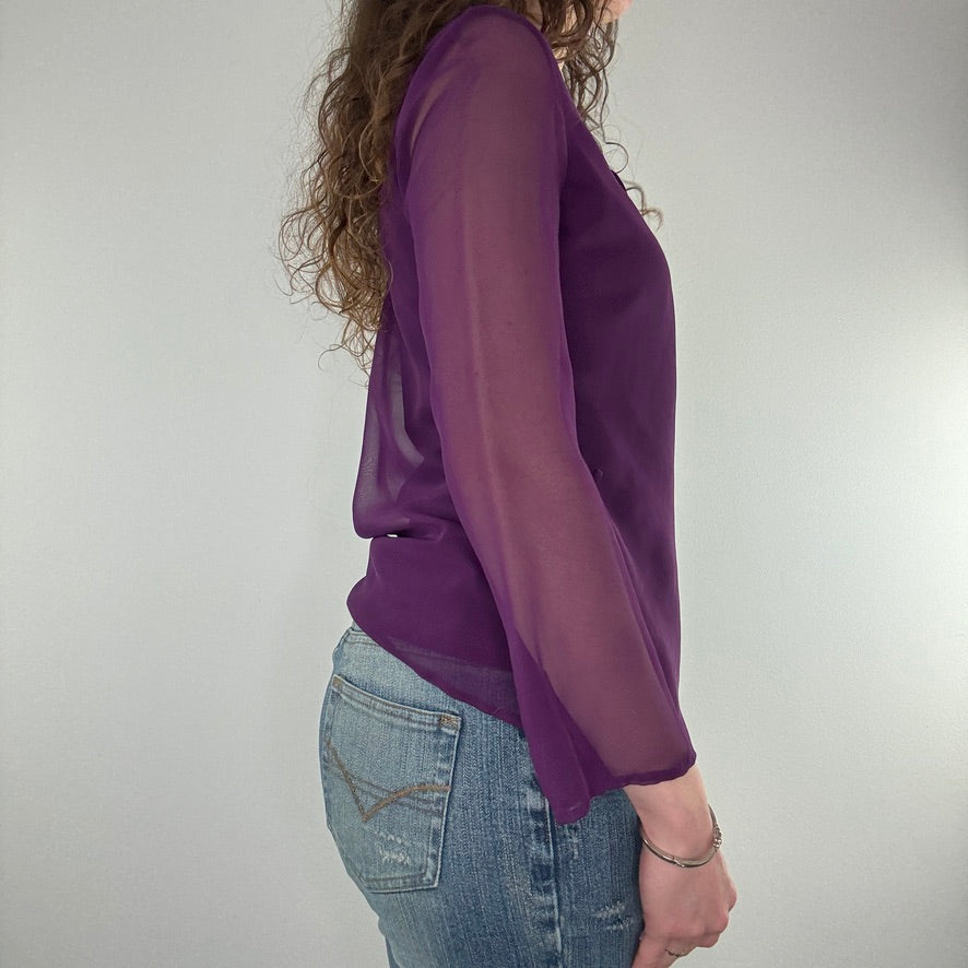 Y2K vintage sheer floaty long sleeve top