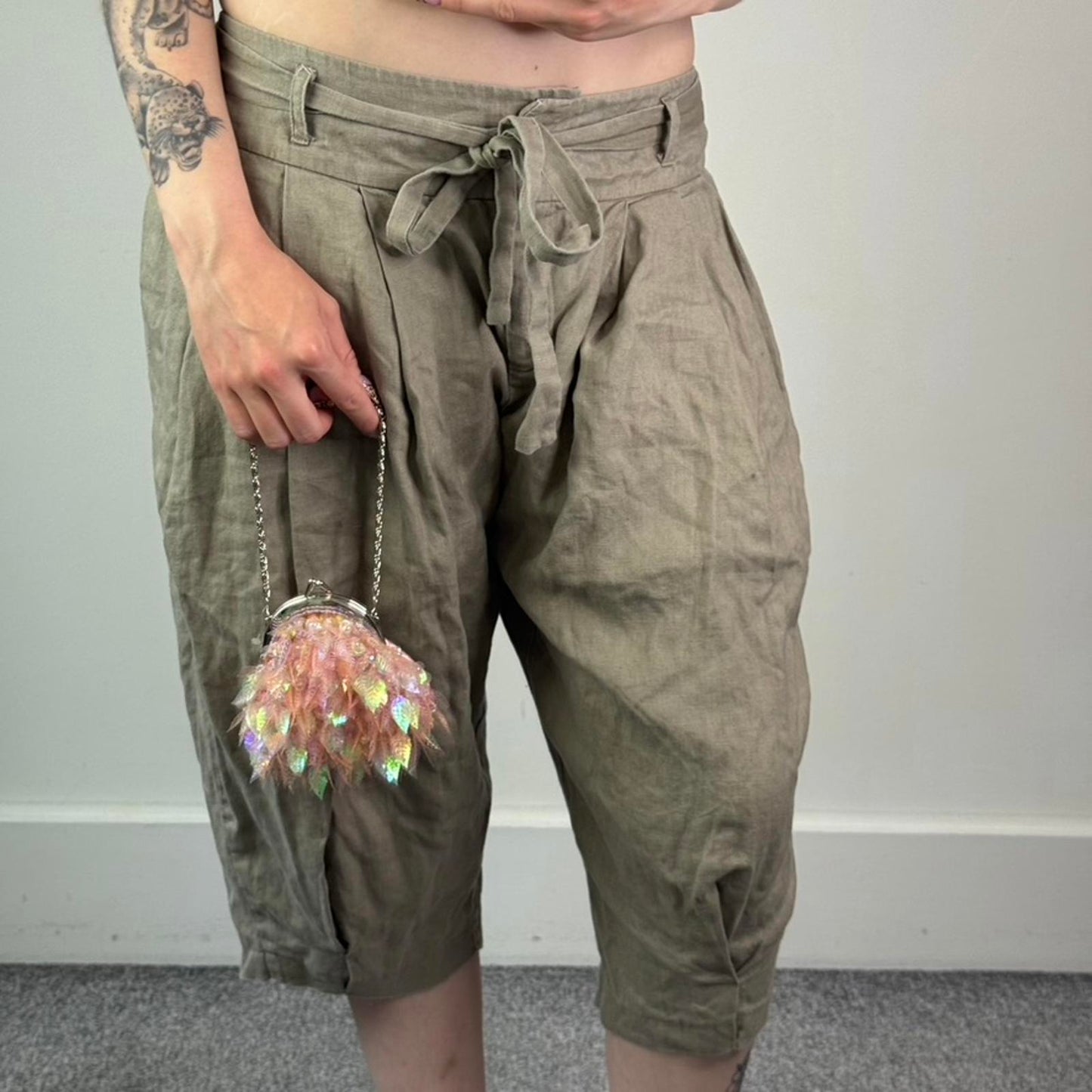 Y2K vintage pink satin leaf embellished chain mini micro purse evening beaded