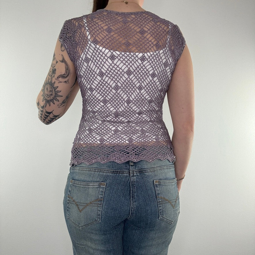 Y2K beaded crochet top