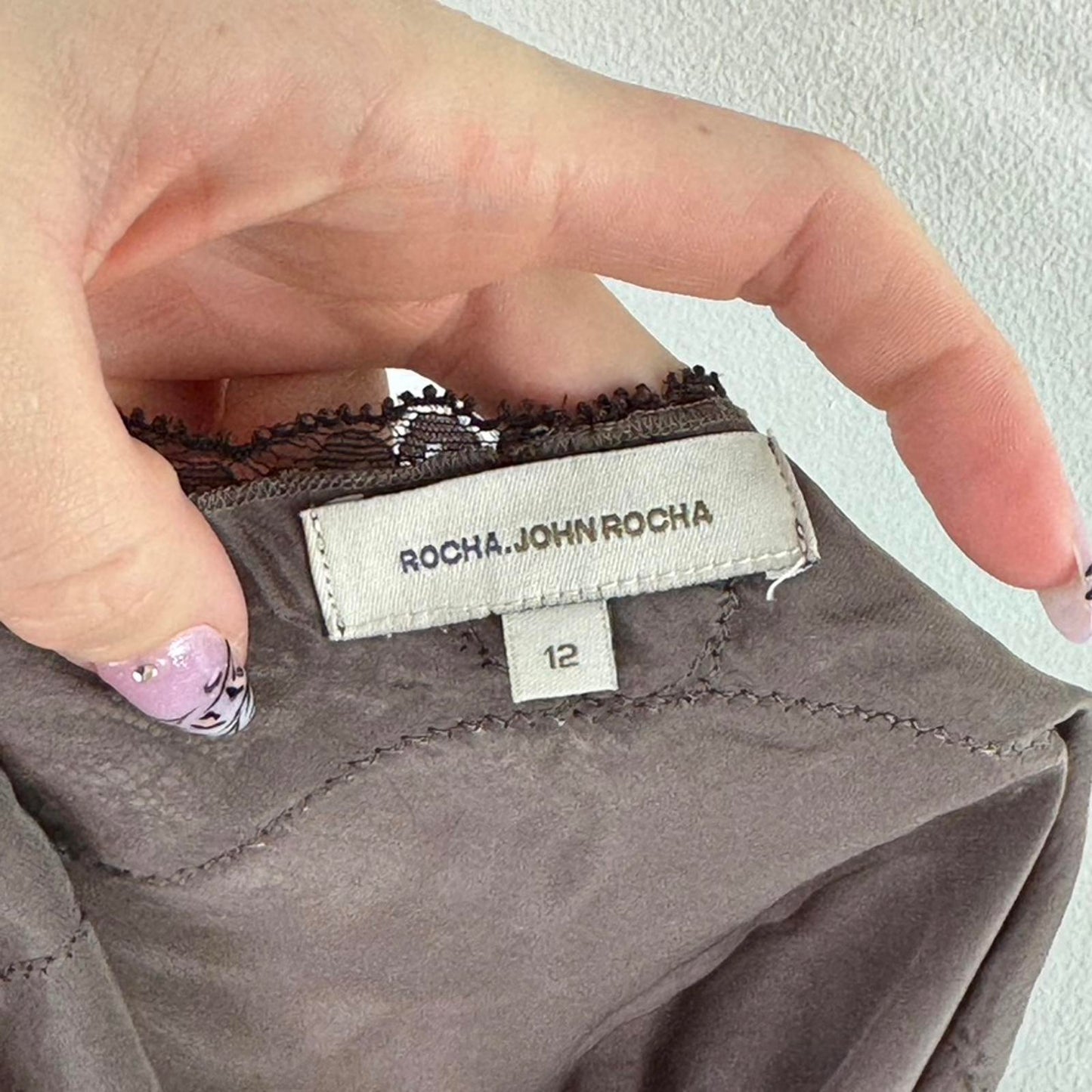 Y2K vintage 100% pure silk lace trim cami top strappy brown