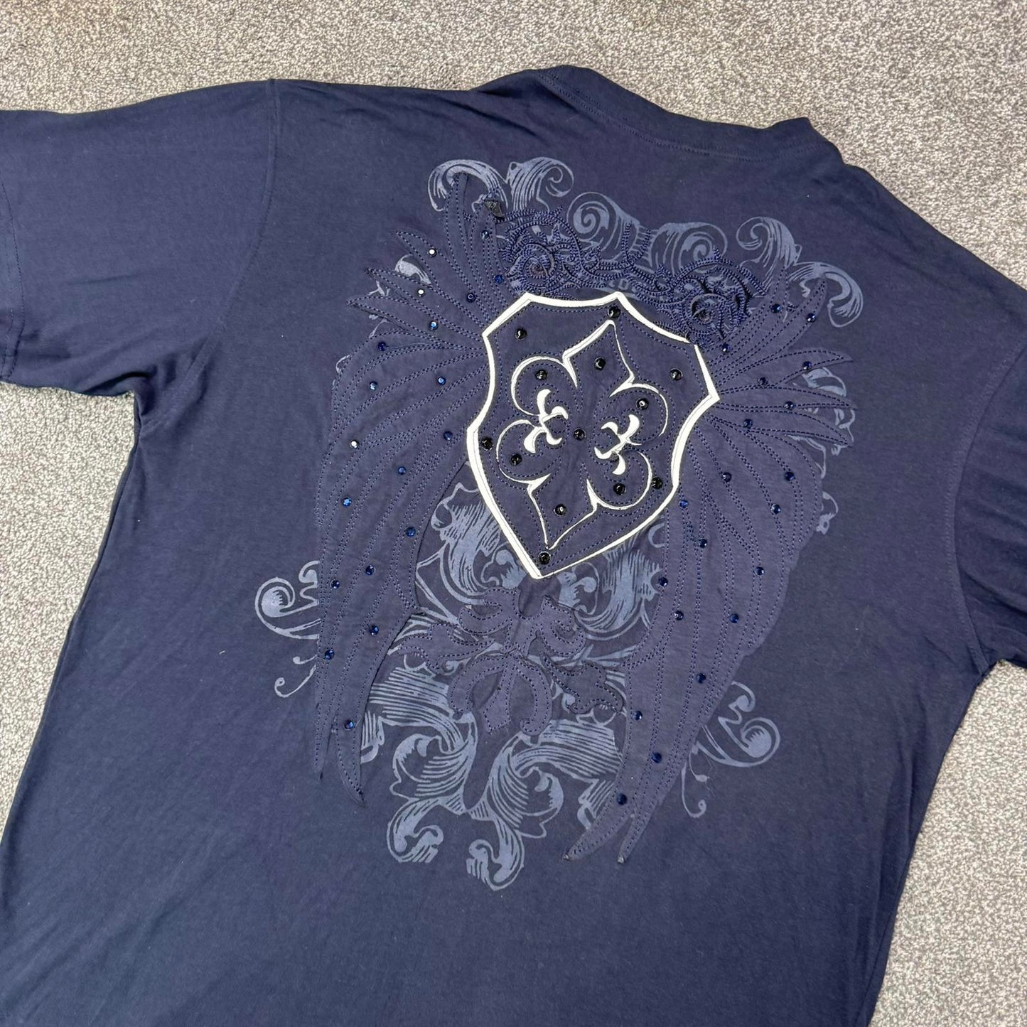 Y2K vintage short sleeve t shirt filigree wings graphic print streetwear XXL