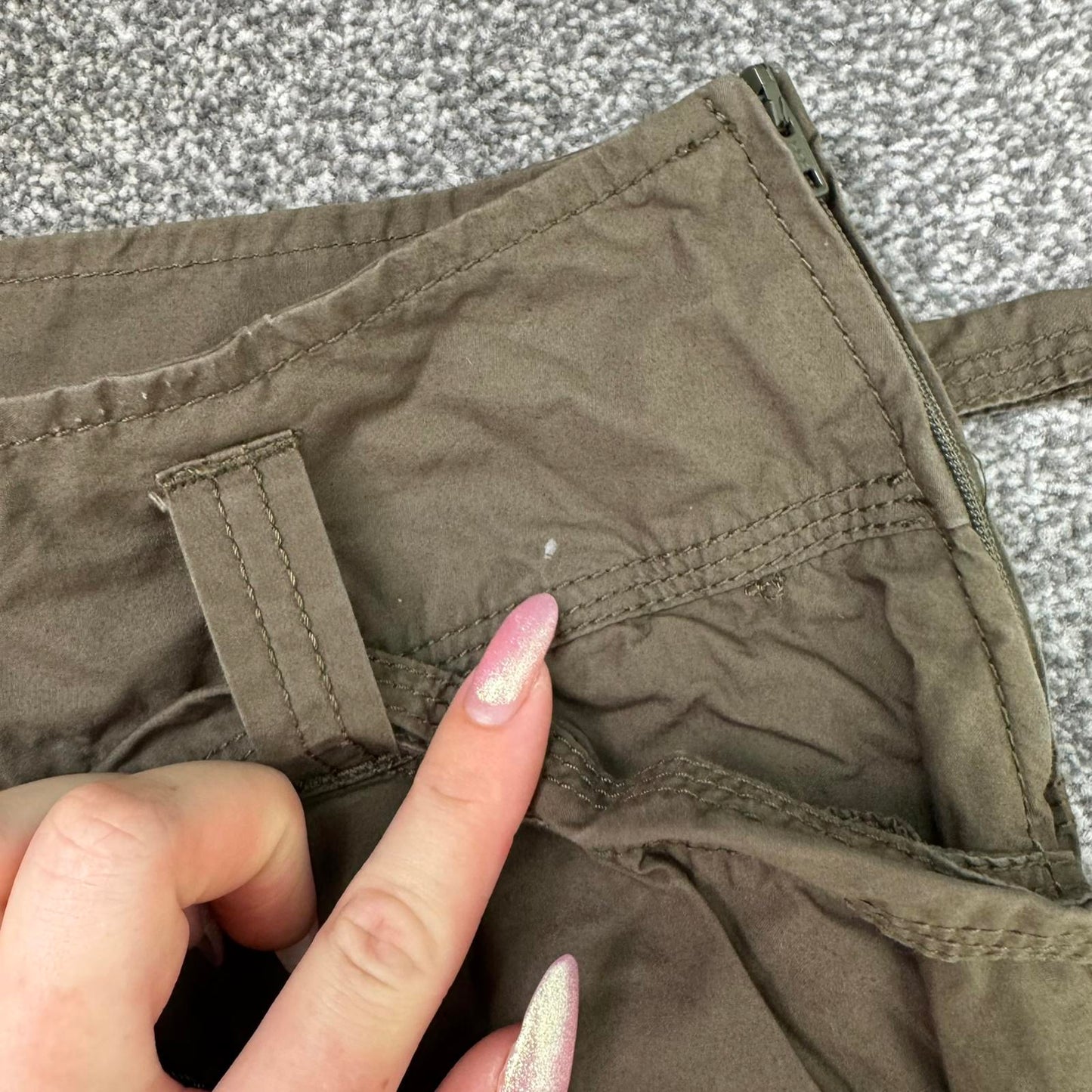 Y2K vintage midi skirt floral embroidery sequin embellished cargo with belt